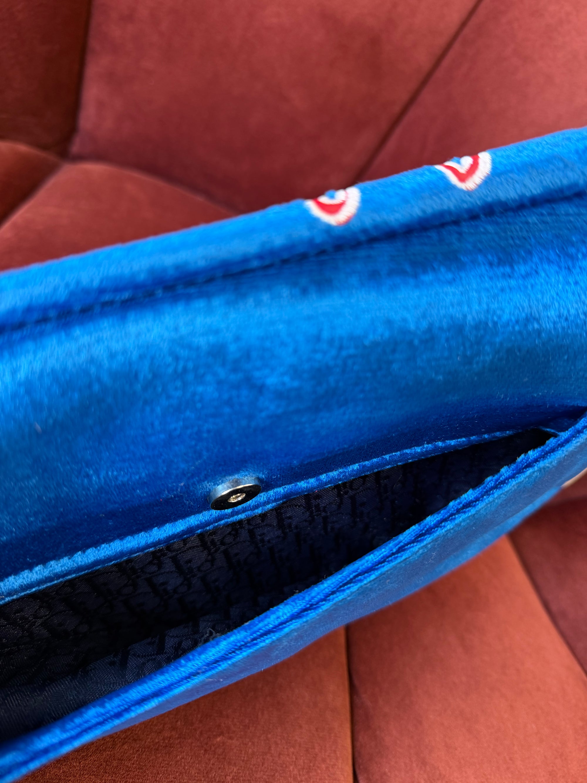 Dior Limited Edition "Adiorable" 69 Blue Velvet Saddle Bag (2003)