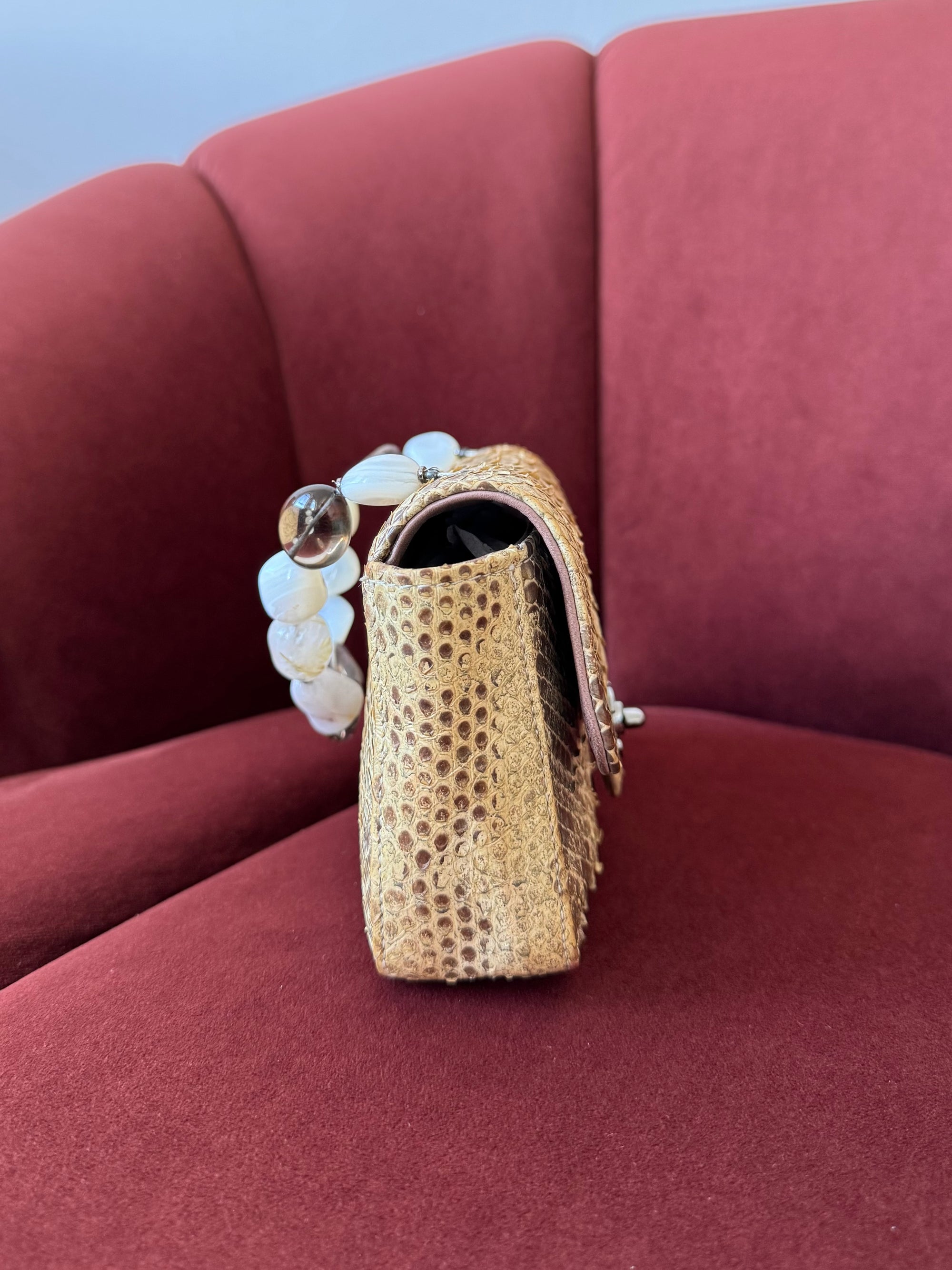 Chanel Stone Handle Mini Flap In Natural Python (2003)