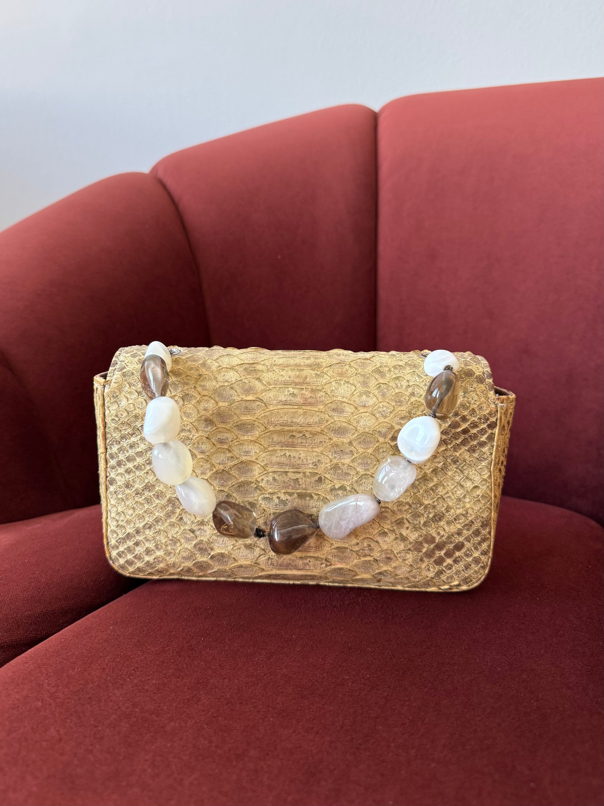 Chanel Stone Handle Mini Flap In Natural Python (2003)