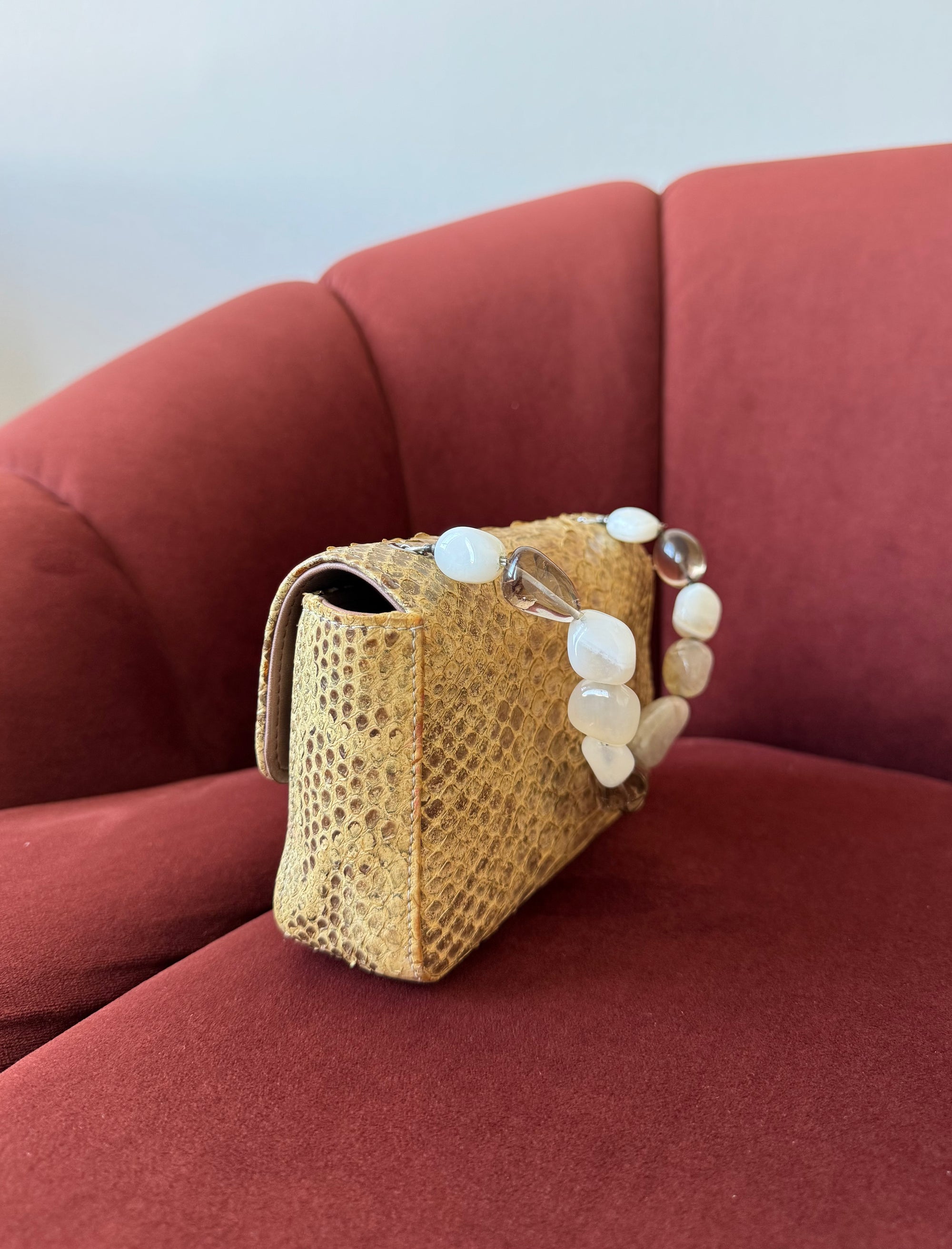 Chanel Stone Handle Mini Flap In Natural Python (2003)