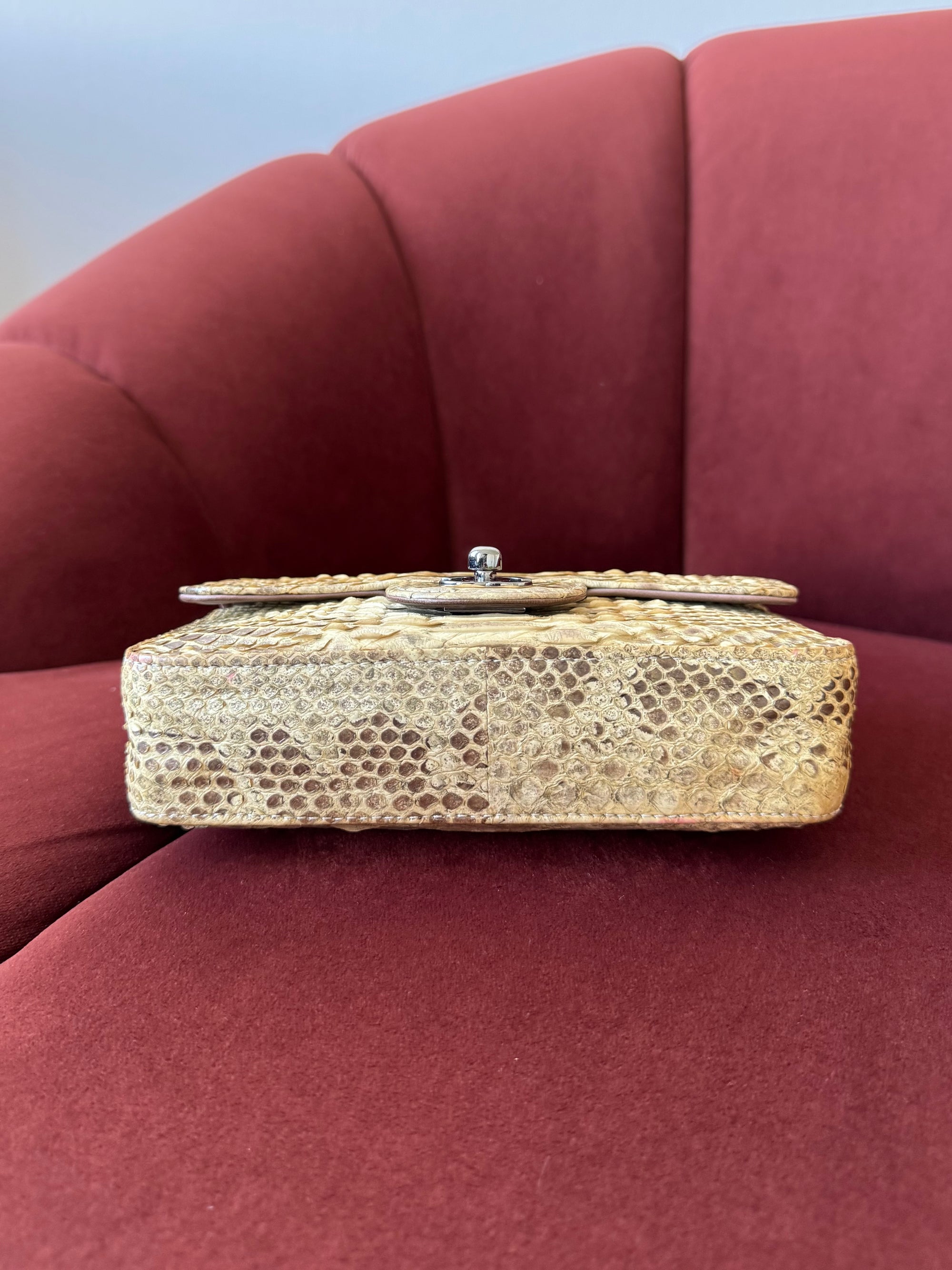 Chanel Stone Handle Mini Flap In Natural Python (2003)