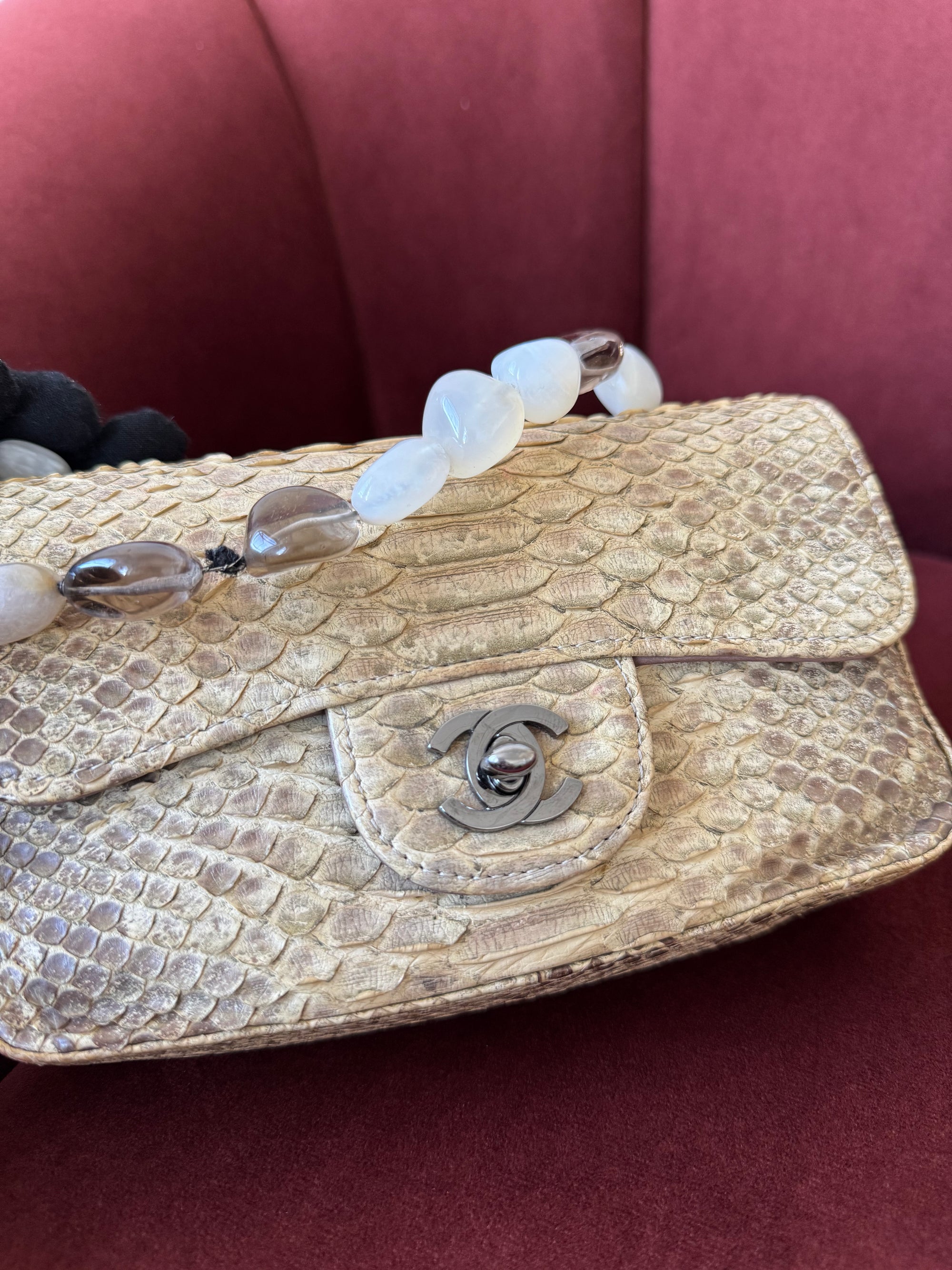 Chanel Stone Handle Mini Flap In Natural Python (2003)