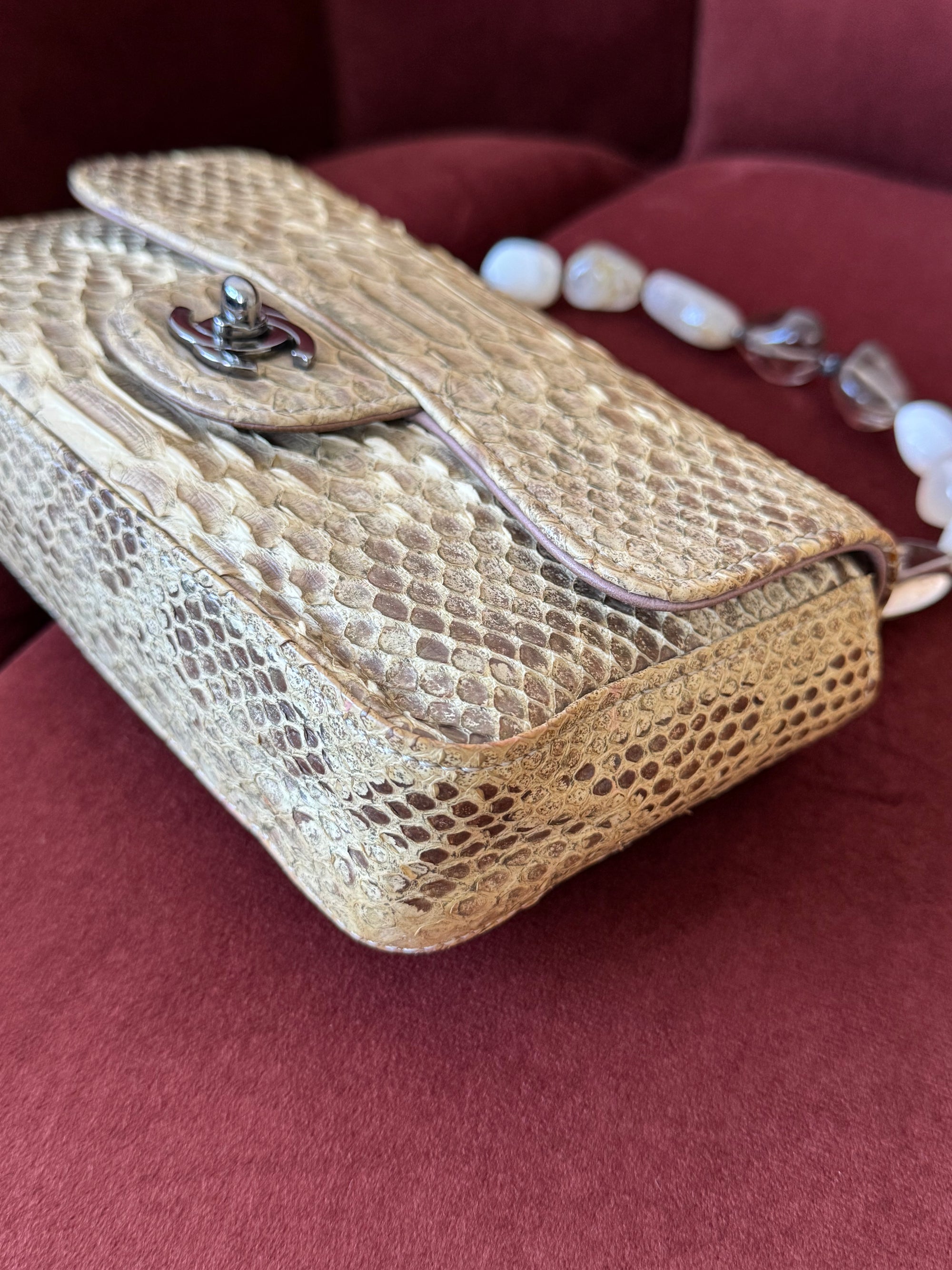 Chanel Stone Handle Mini Flap In Natural Python (2003)