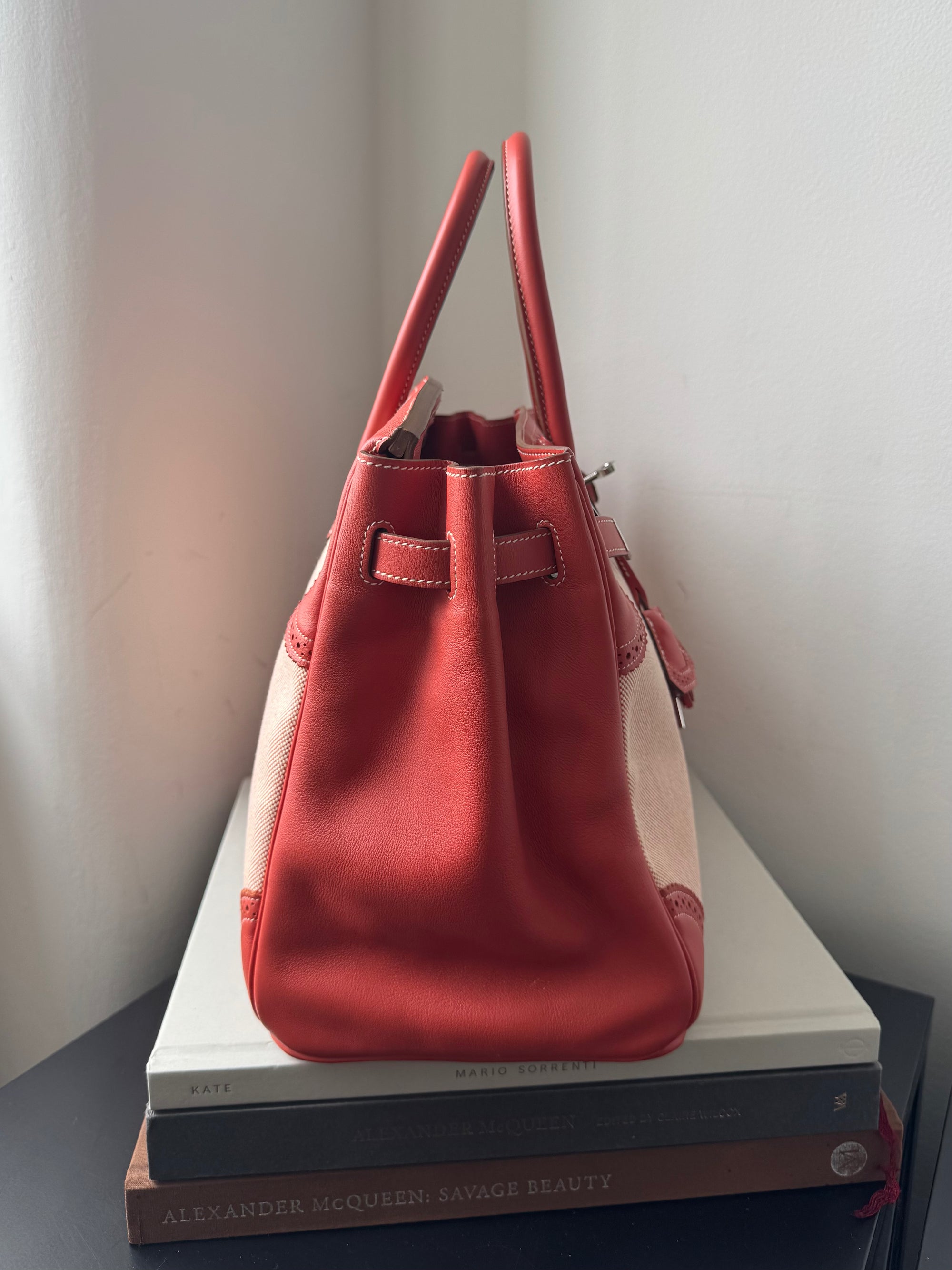 Hermès Birkin 35  Ghillies In Sanguine Swift / Toile (2013)