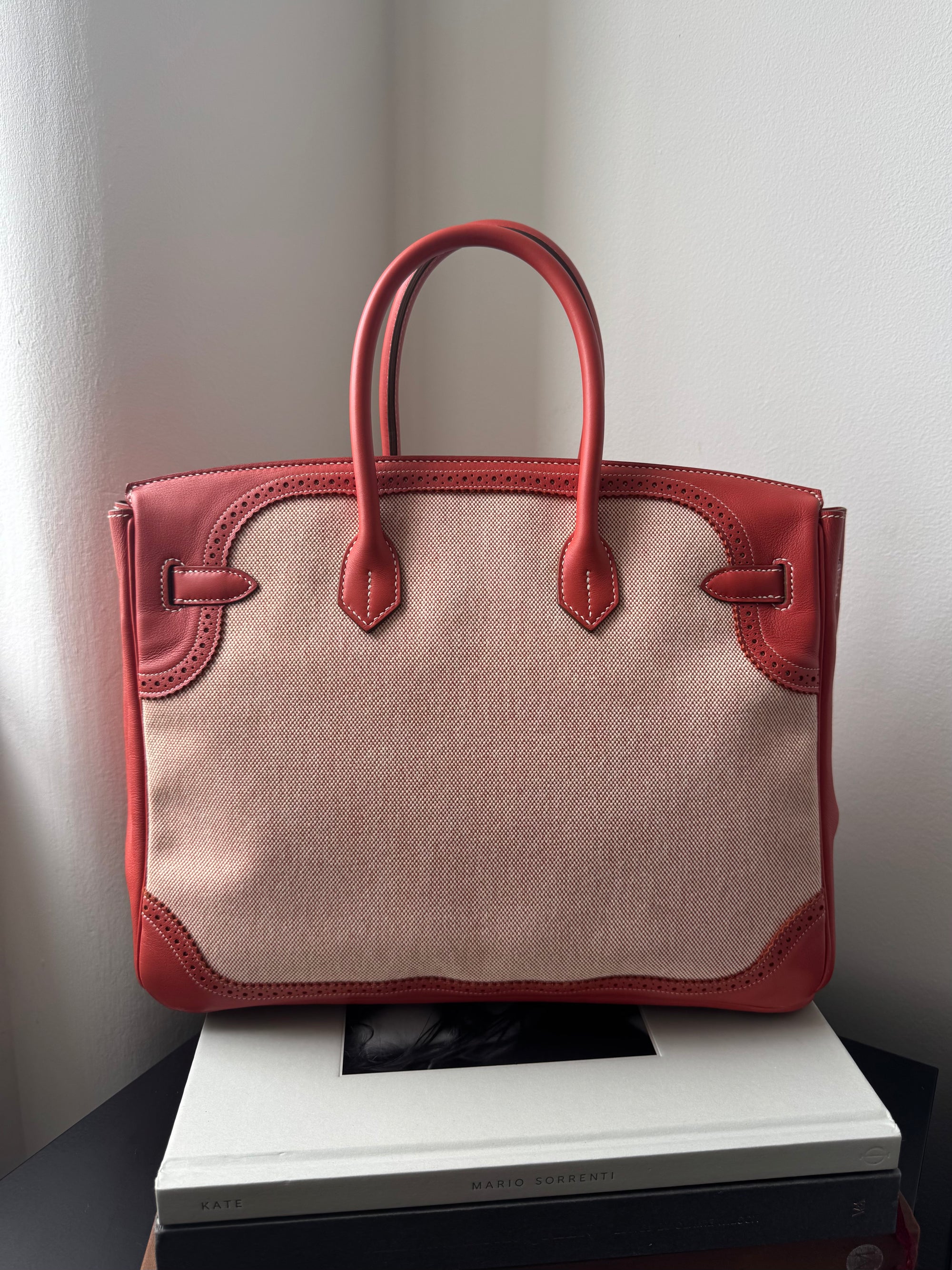 Hermès Birkin 35  Ghillies In Sanguine Swift / Toile (2013)
