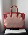 Hermès Birkin 35  Ghillies In Sanguine Swift / Toile (2013)