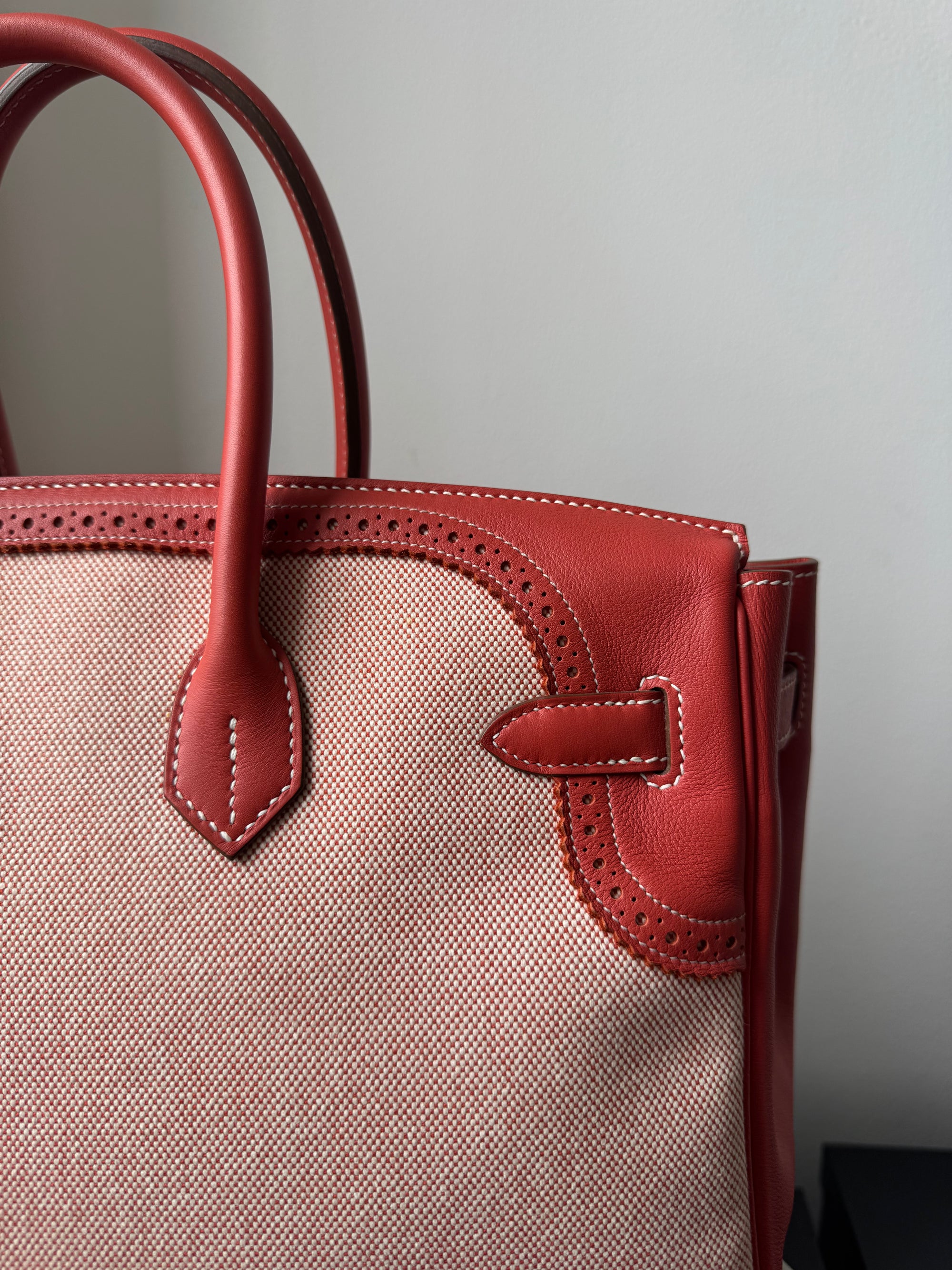 Hermès Birkin 35  Ghillies In Sanguine Swift / Toile (2013)