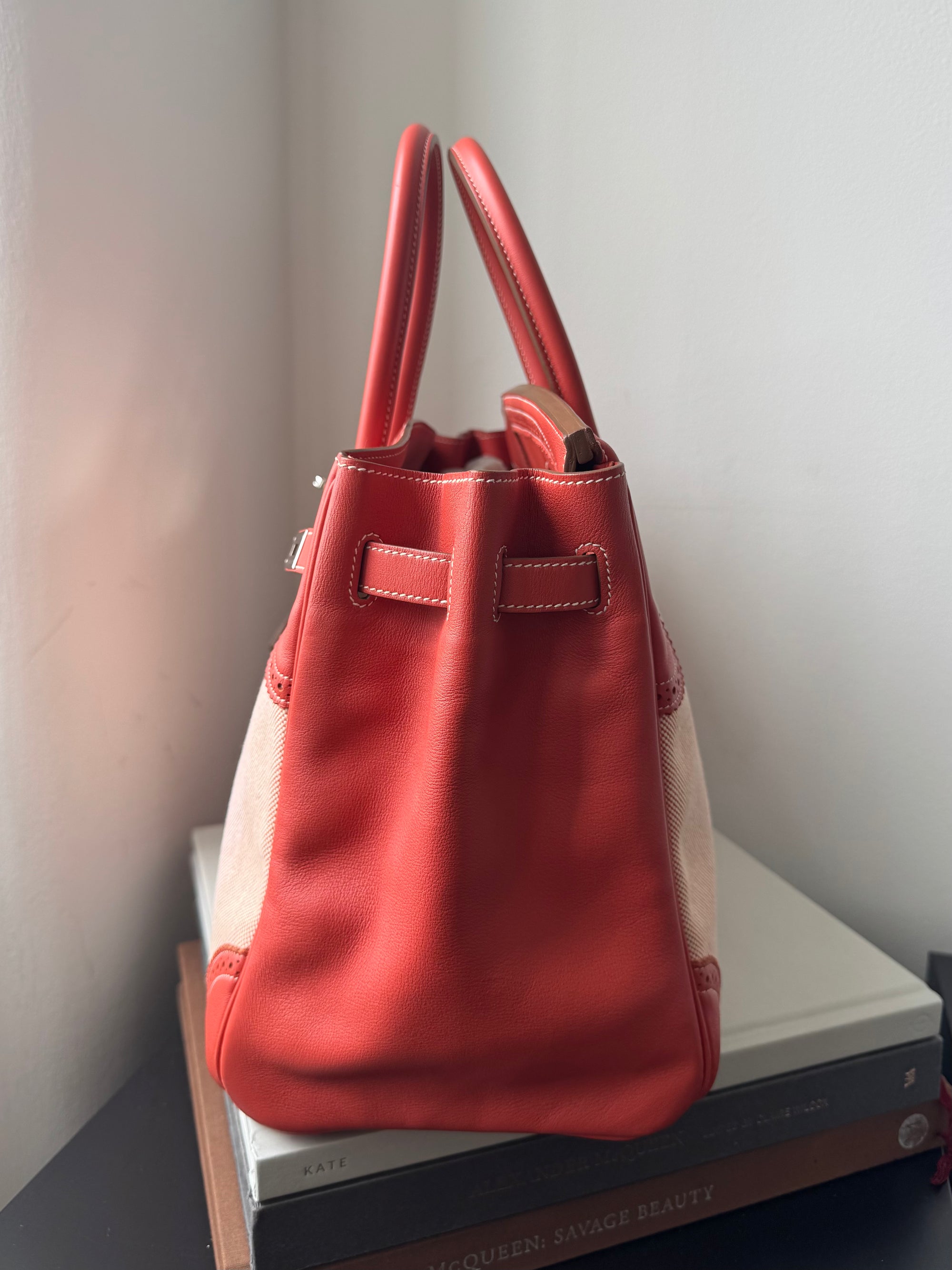 Hermès Birkin 35  Ghillies In Sanguine Swift / Toile (2013)