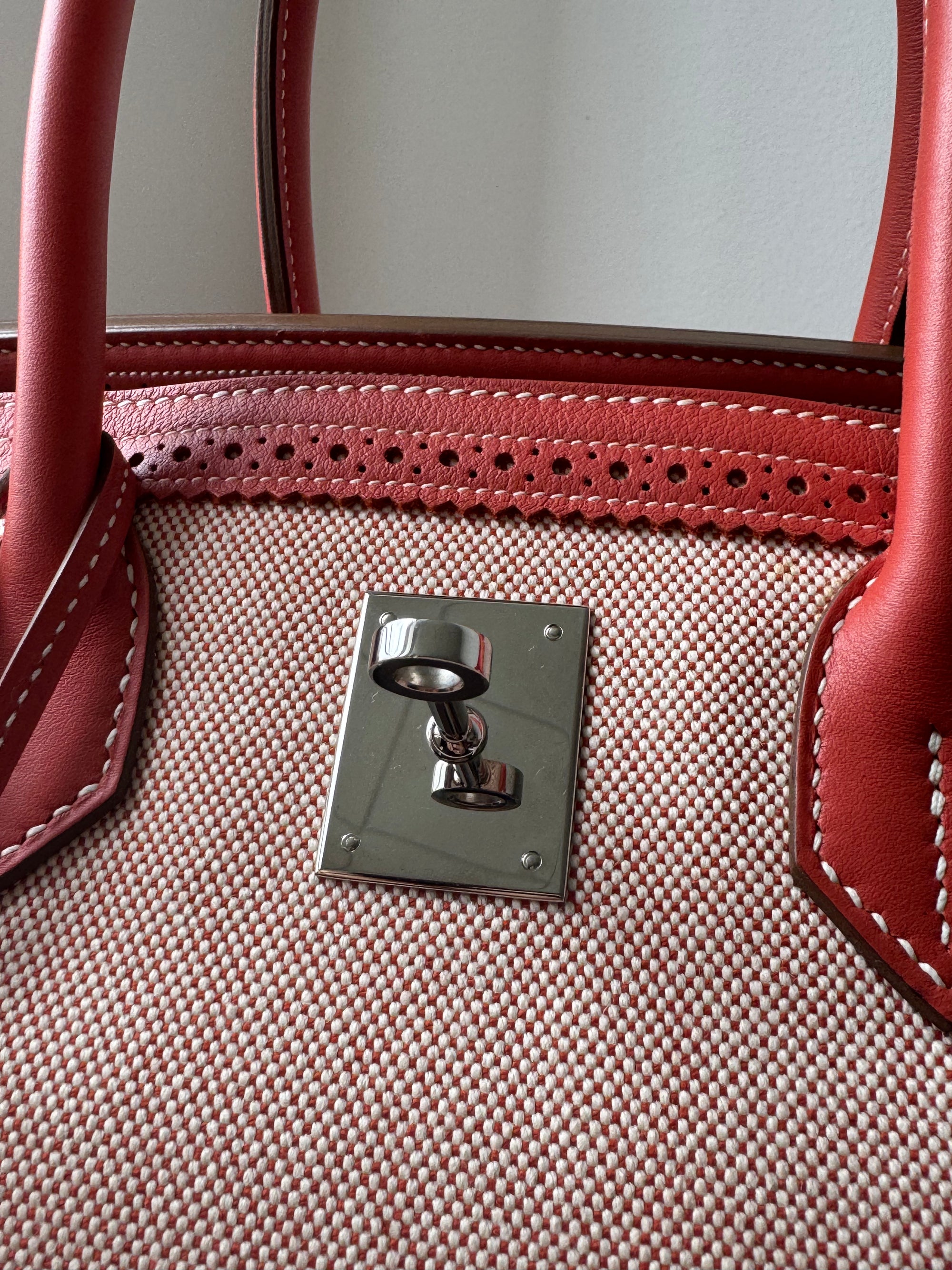 Hermès Birkin 35  Ghillies In Sanguine Swift / Toile (2013)