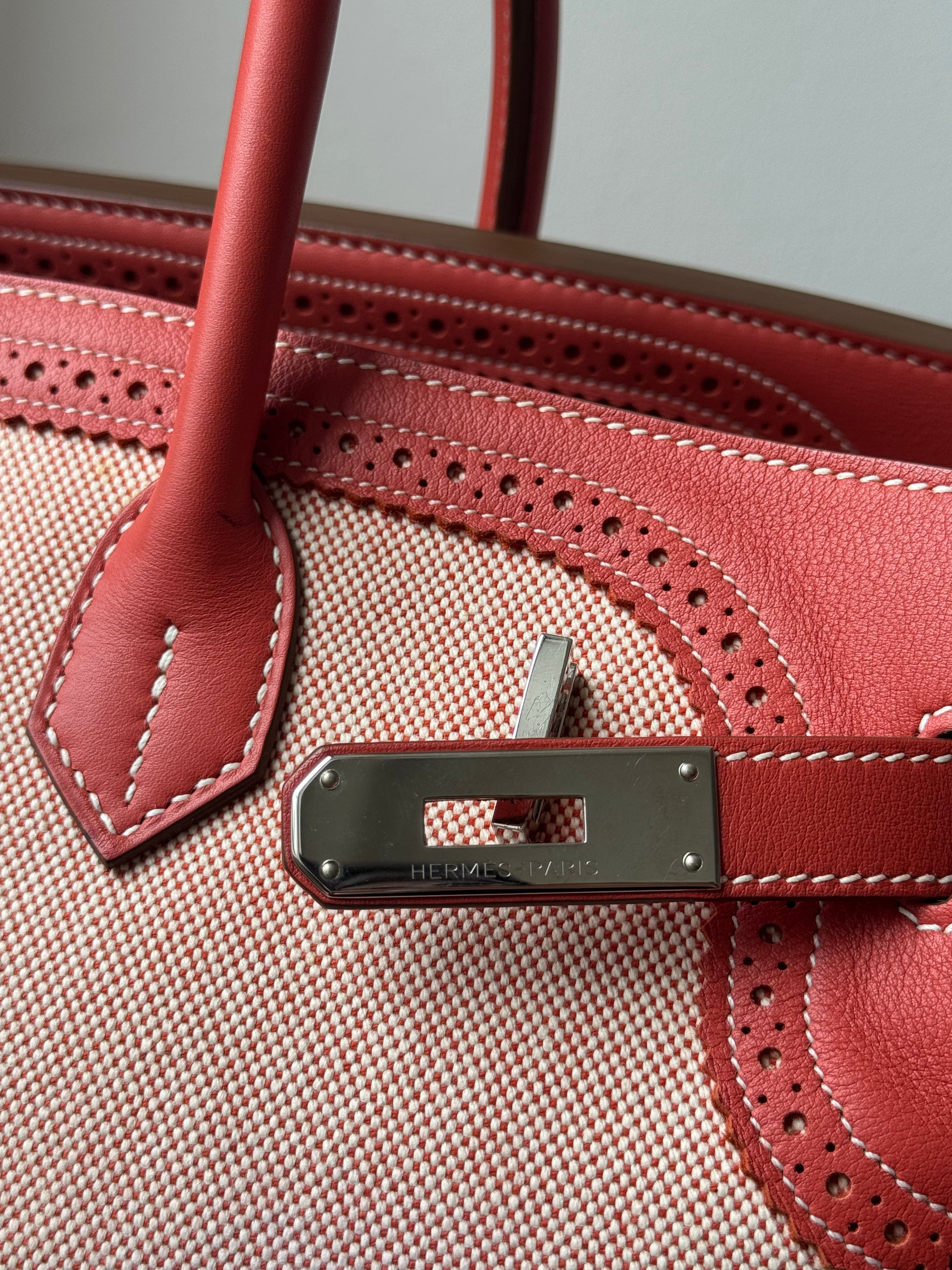 Hermès Birkin 35  Ghillies In Sanguine Swift / Toile (2013)