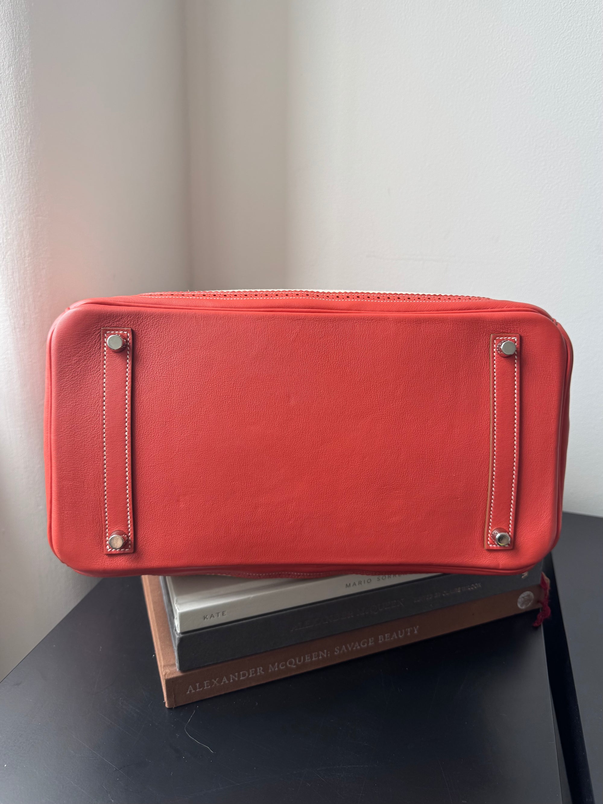 Hermès Birkin 35  Ghillies In Sanguine Swift / Toile (2013)