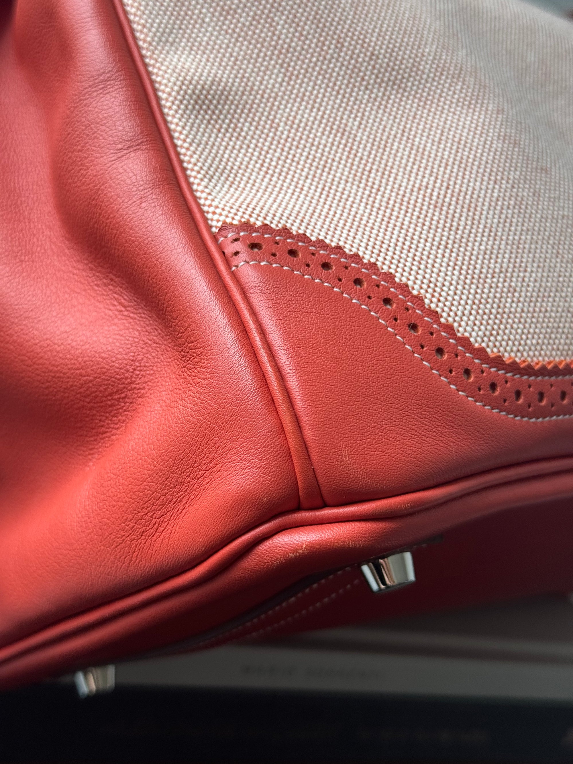 Hermès Birkin 35  Ghillies In Sanguine Swift / Toile (2013)