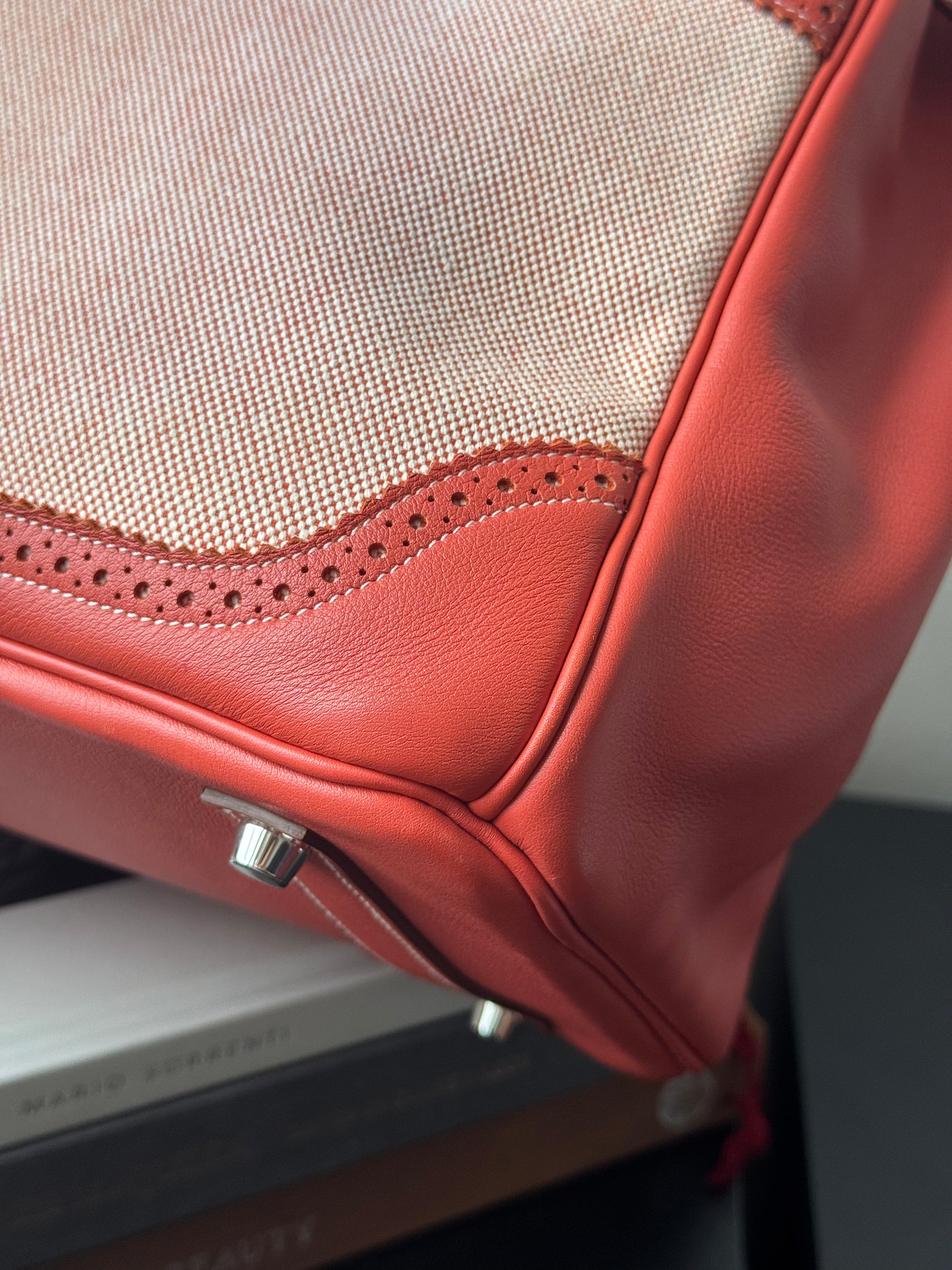 Hermès Birkin 35  Ghillies In Sanguine Swift / Toile (2013)