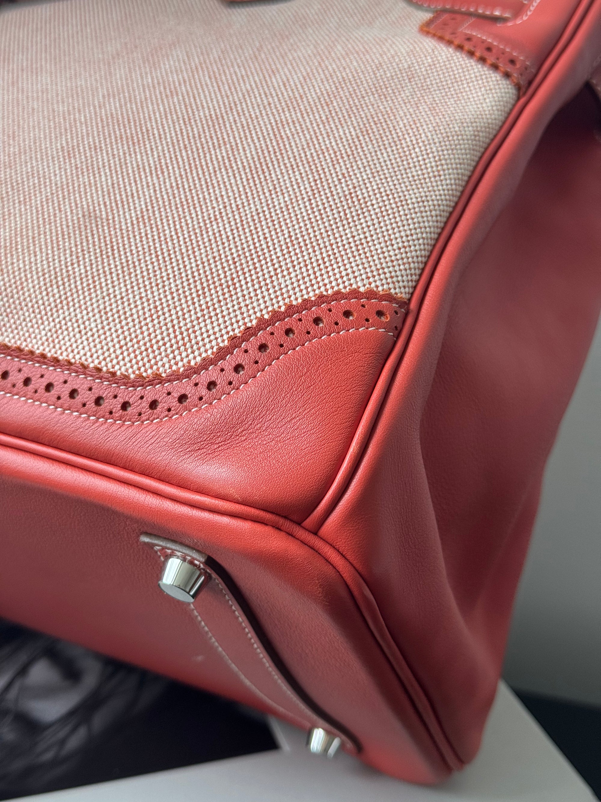 Hermès Birkin 35  Ghillies In Sanguine Swift / Toile (2013)