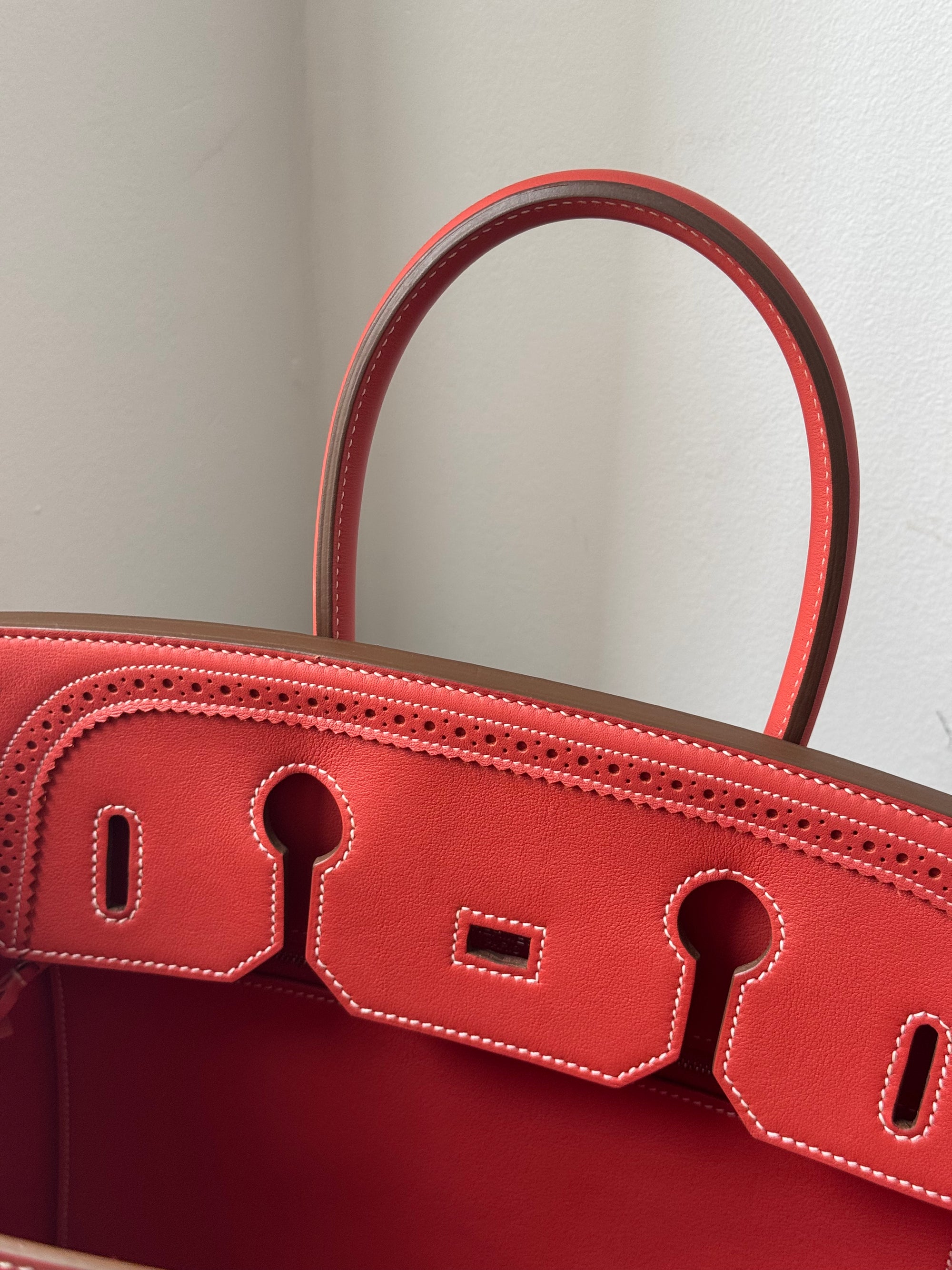 Hermès Birkin 35  Ghillies In Sanguine Swift / Toile (2013)