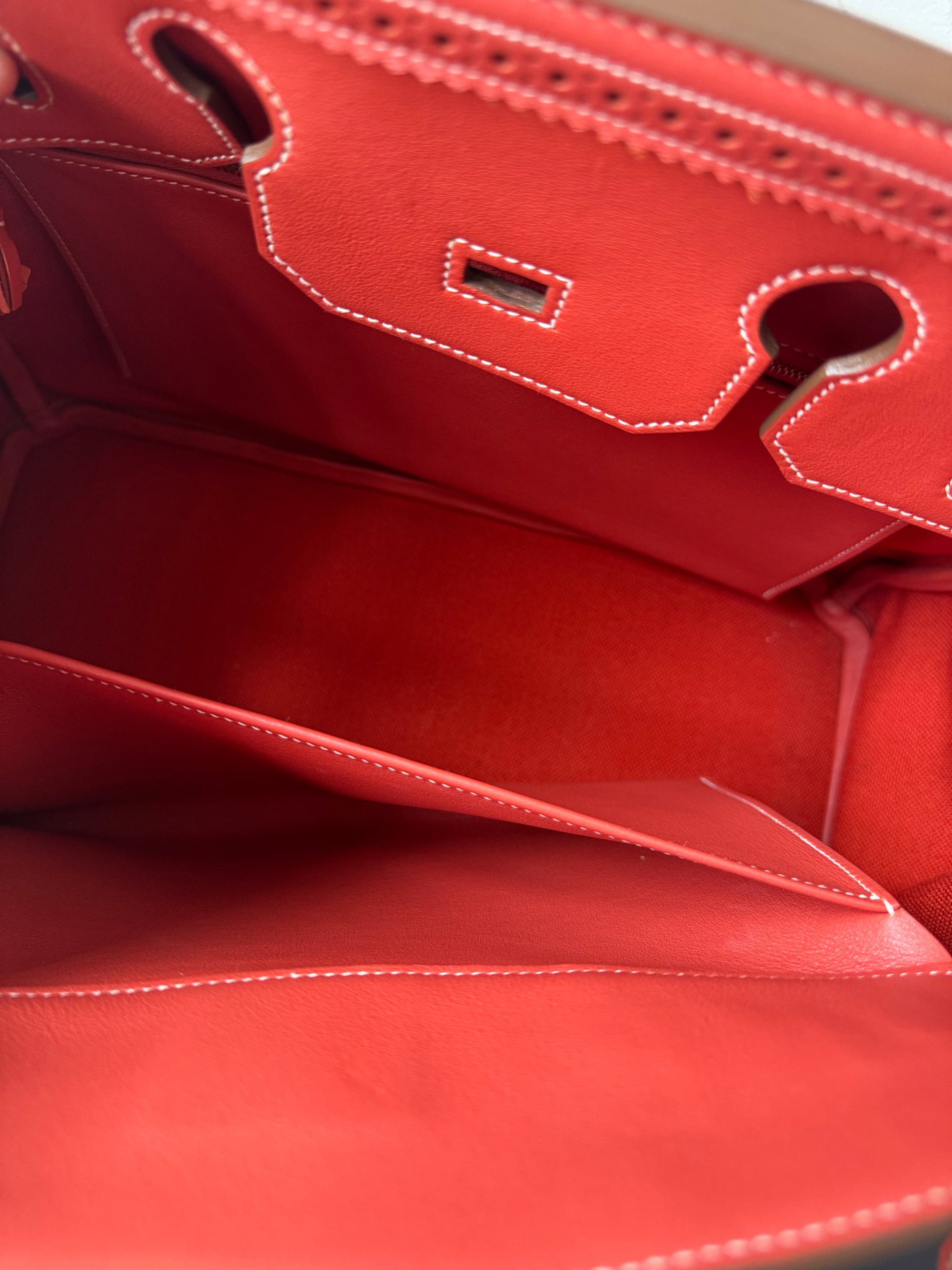 Hermès Birkin 35  Ghillies In Sanguine Swift / Toile (2013)