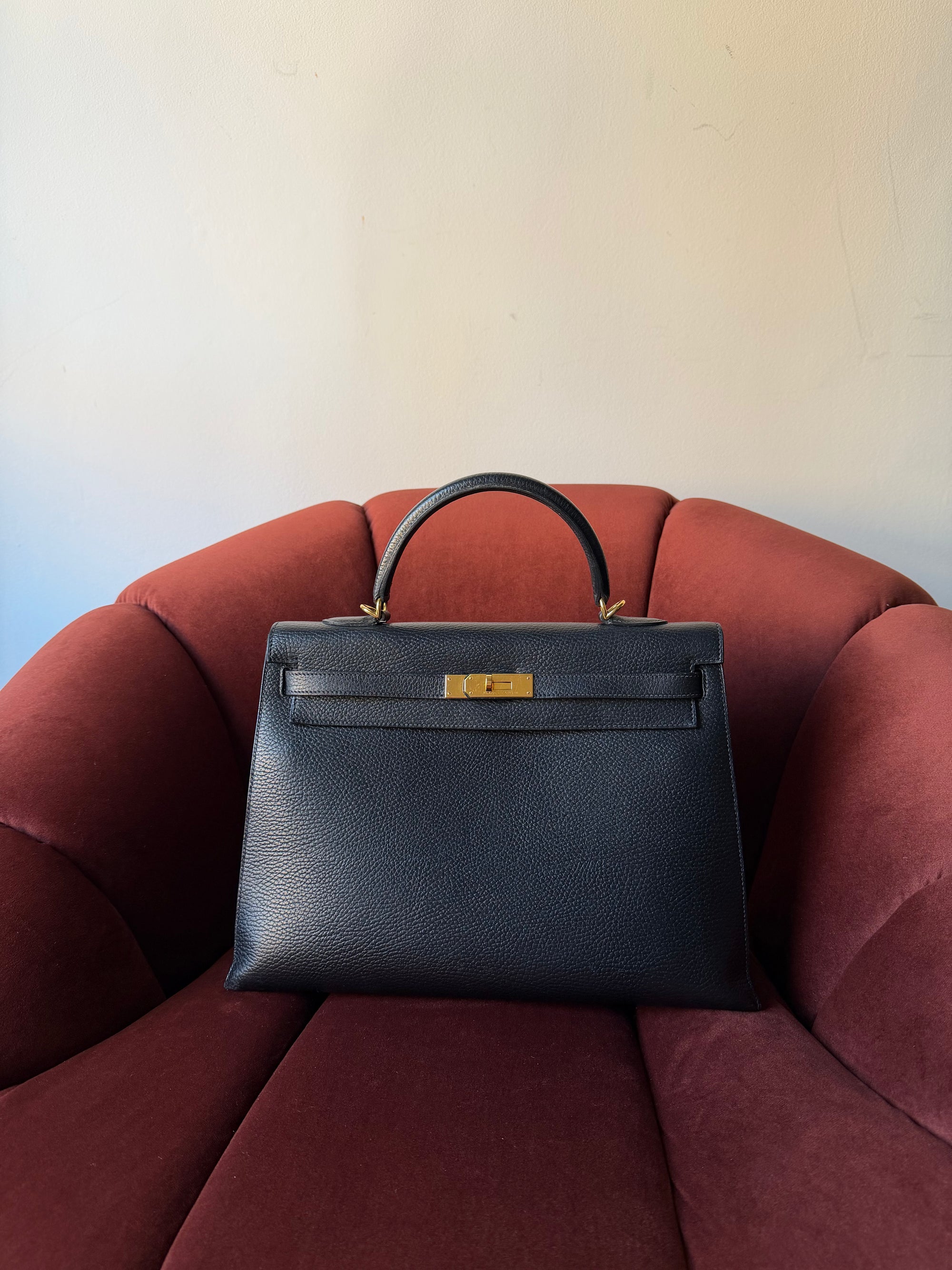 Hermès Kelly 35 In Black Ardennes (2002)