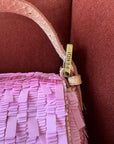 Fendi Vintage Pink Sequin Python Baguette