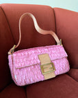 Fendi Vintage Pink Sequin Python Baguette