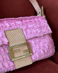 Fendi Vintage Pink Sequin Python Baguette
