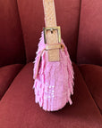 Fendi Vintage Pink Sequin Python Baguette