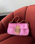 Fendi Vintage Pink Sequin Python Baguette