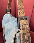 Fendi Vintage Python Trim Denim Baguette