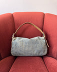 Fendi Vintage Python Trim Denim Baguette