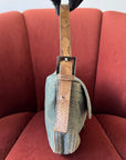 Fendi Vintage Python Trim Denim Baguette