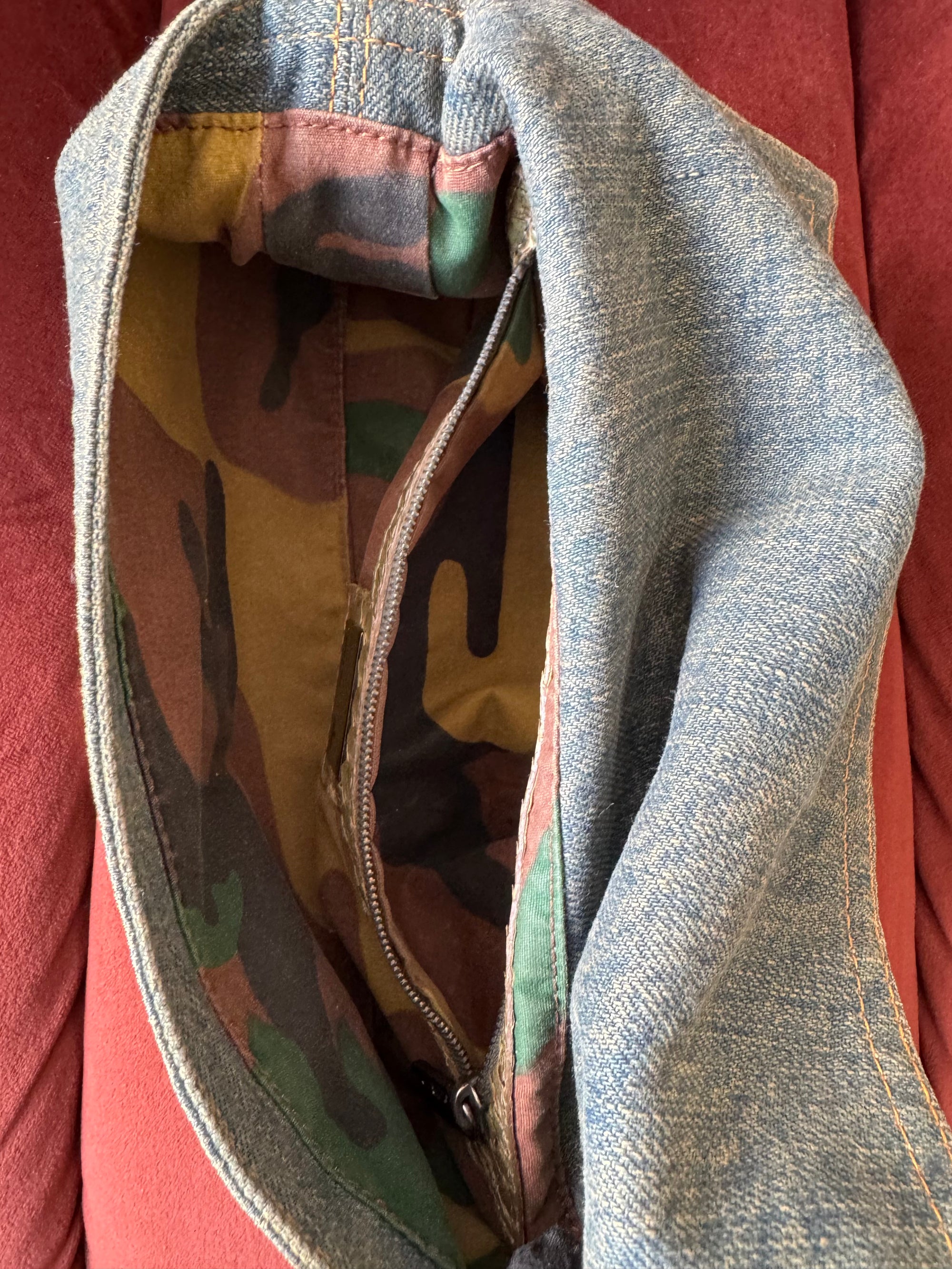 Fendi Vintage Python Trim Denim Baguette