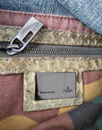 Fendi Vintage Python Trim Denim Baguette