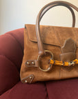 Gucci by Tom Ford Bamboo Horsebit Shopper In Brown Suede (2006)