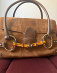 Gucci by Tom Ford Bamboo Horsebit Shopper In Brown Suede (2006)