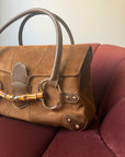 Gucci by Tom Ford Bamboo Horsebit Shopper In Brown Suede (2006)
