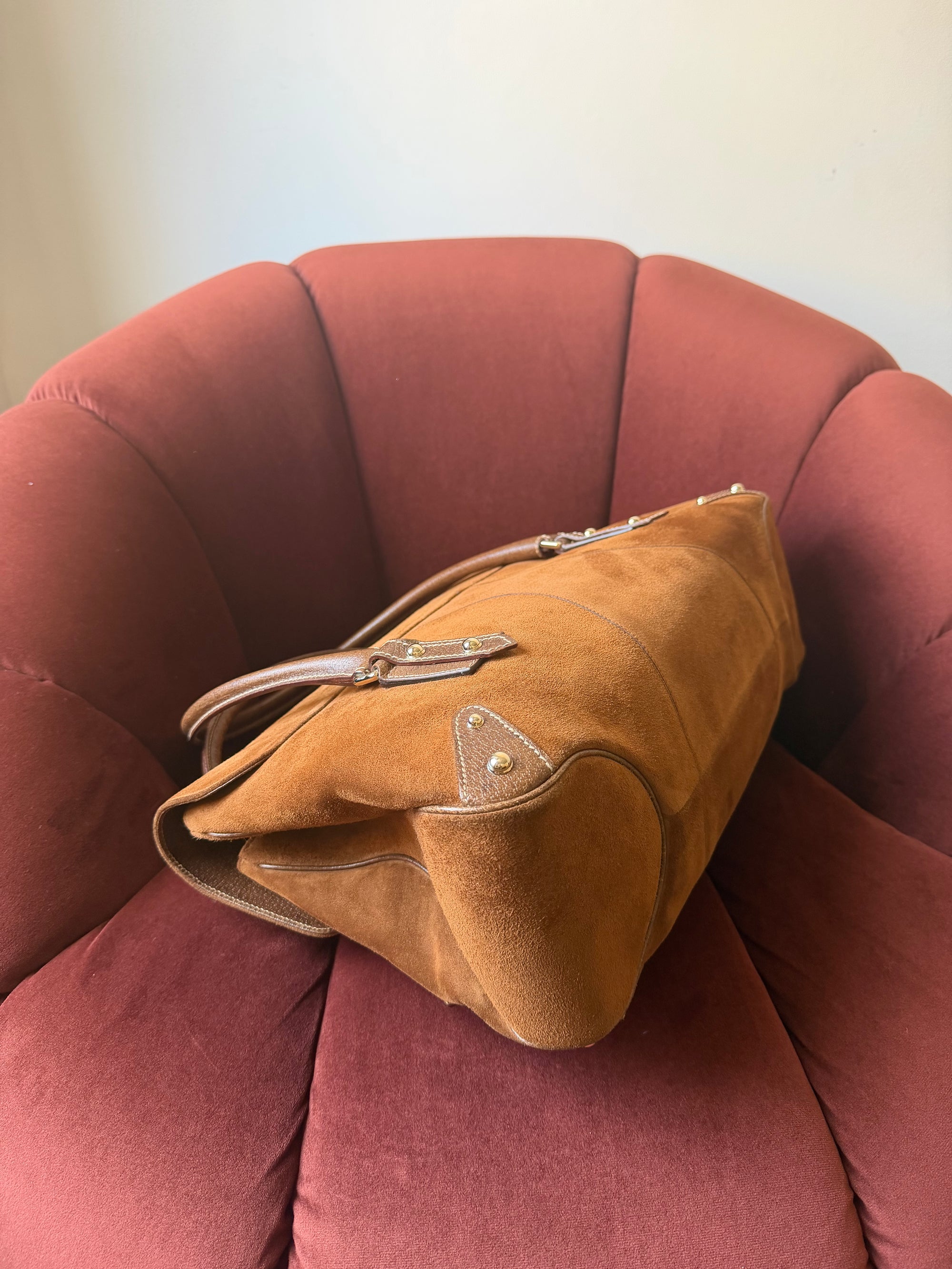 Gucci by Tom Ford Bamboo Horsebit Shopper In Brown Suede (2006)