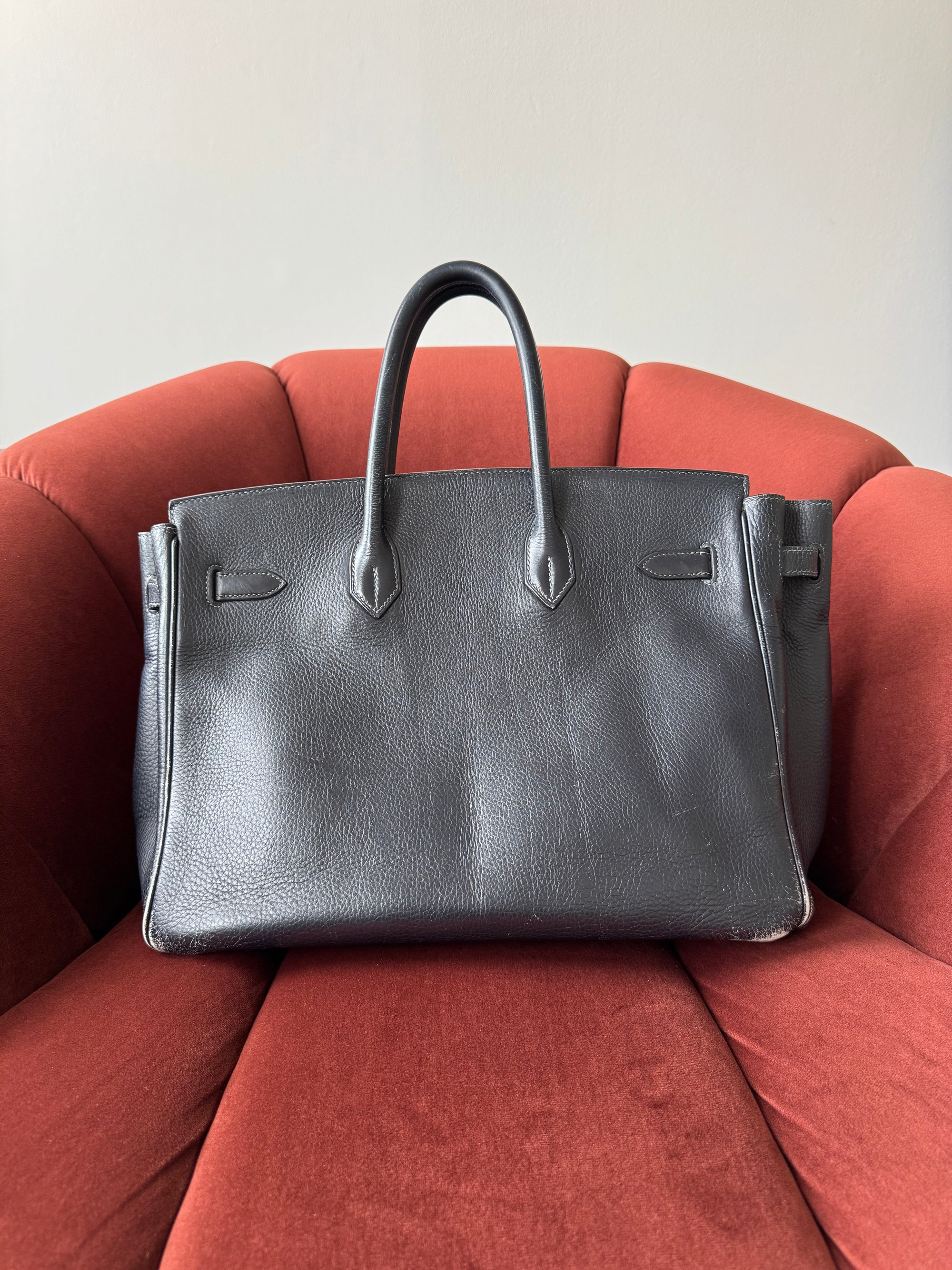Hermès Birkin 35 In Indigo Ardennes (2003)