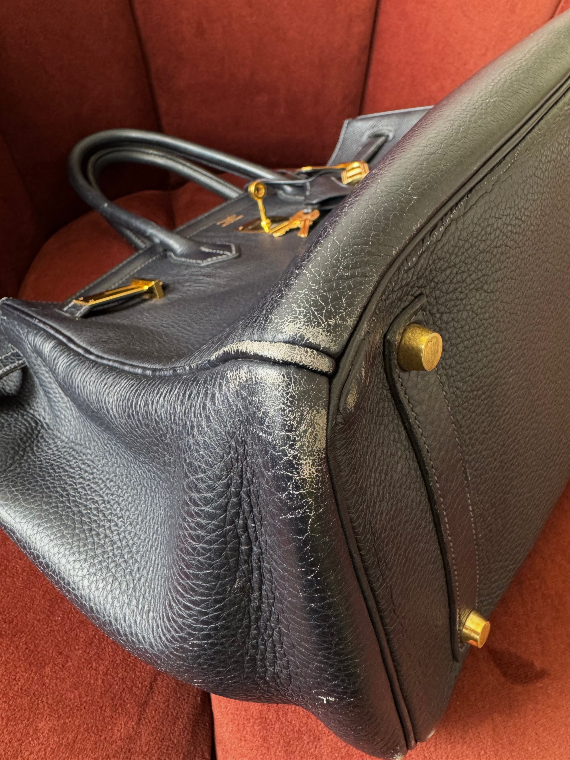 Hermès Birkin 35 In Indigo Ardennes (2003)