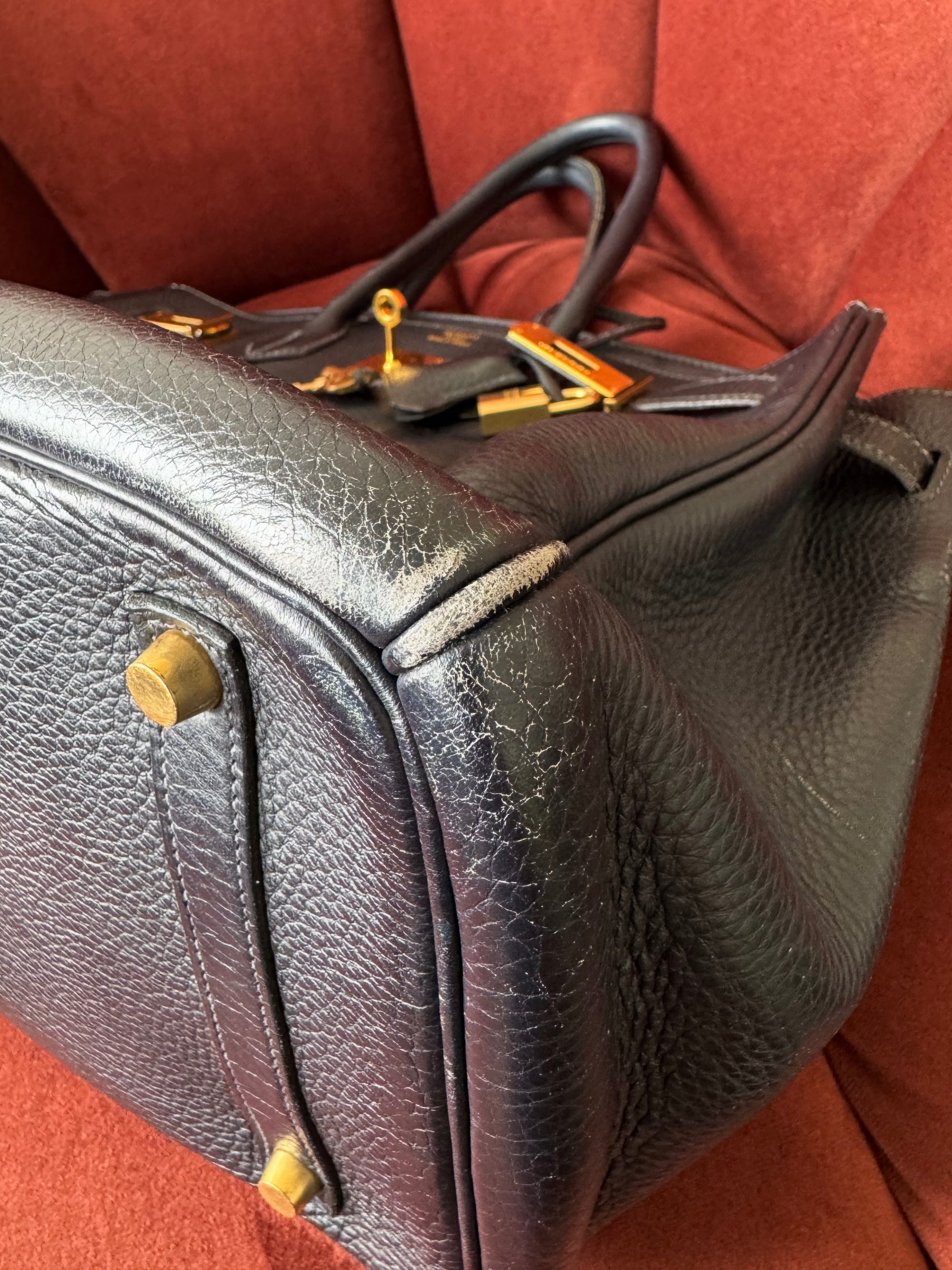 Hermès Birkin 35 In Indigo Ardennes (2003)