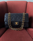 Chanel Vintage Medium Classic Double Flap In Navy Lambskin (1994-1996)