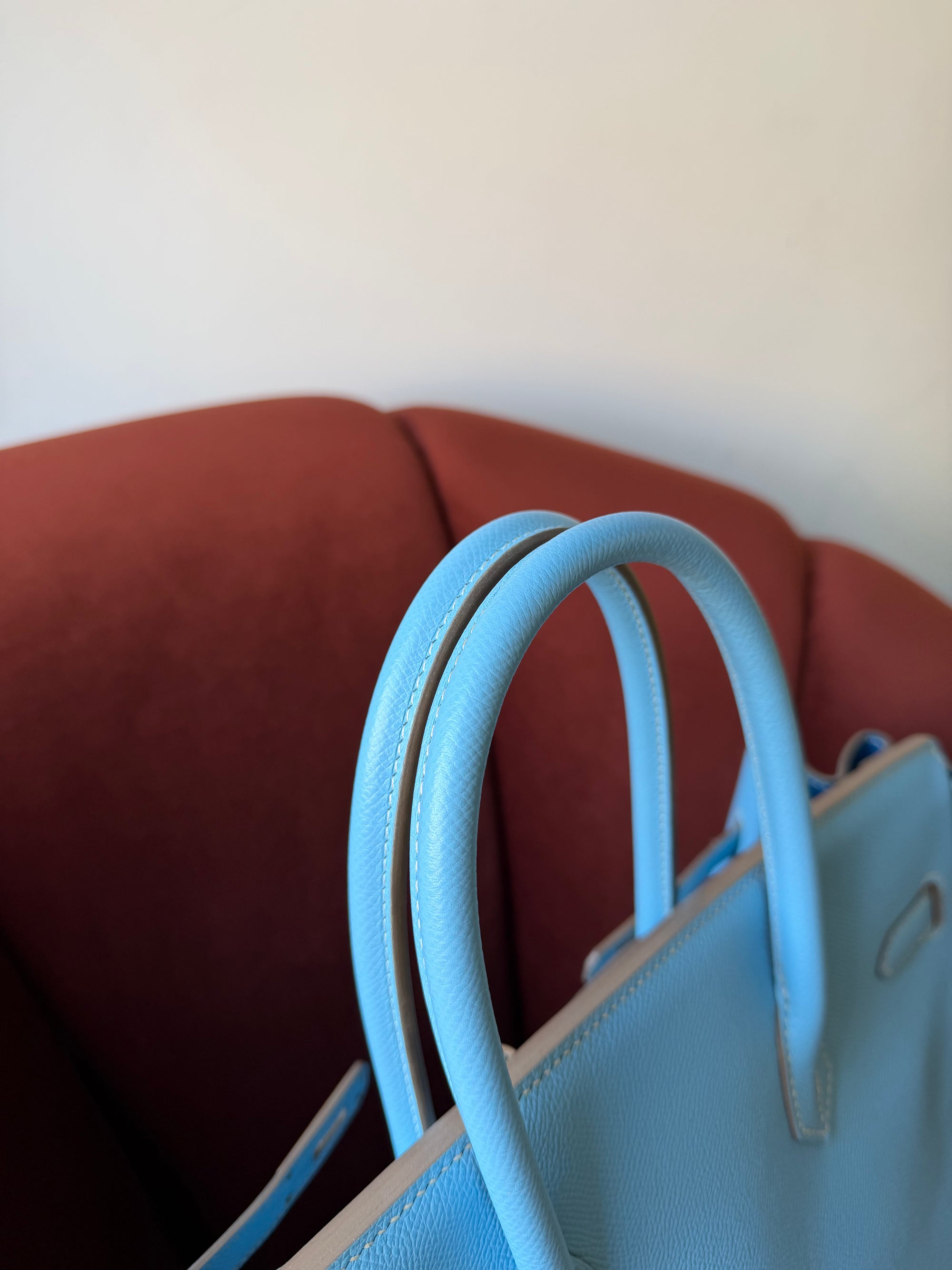 Hermès Candy Collection Birkin 35 Verso In Celeste Epsom / Bleu Mykonos (2011)