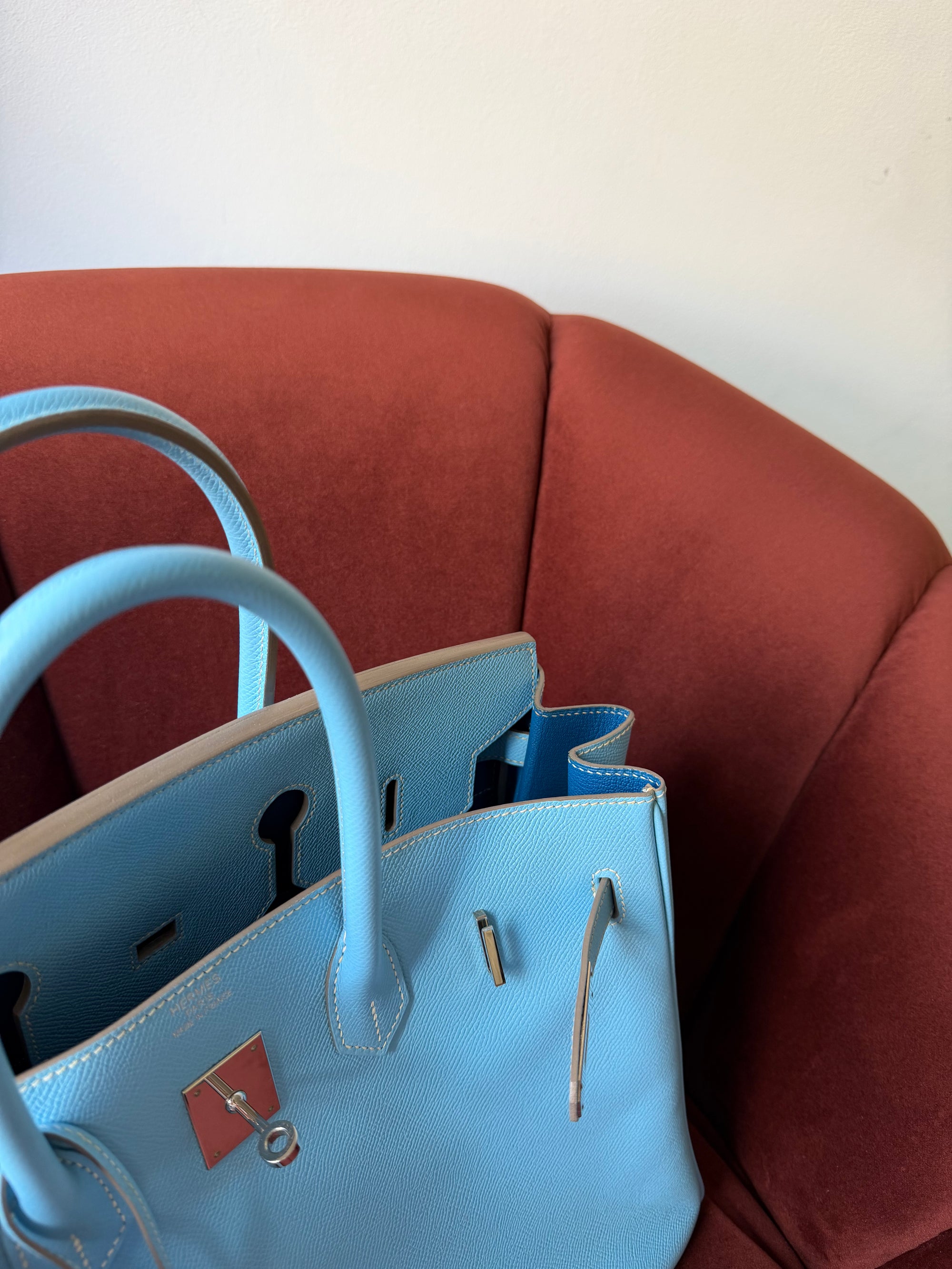 Hermès Candy Collection Birkin 35 Verso In Celeste Epsom / Bleu Mykonos (2011)