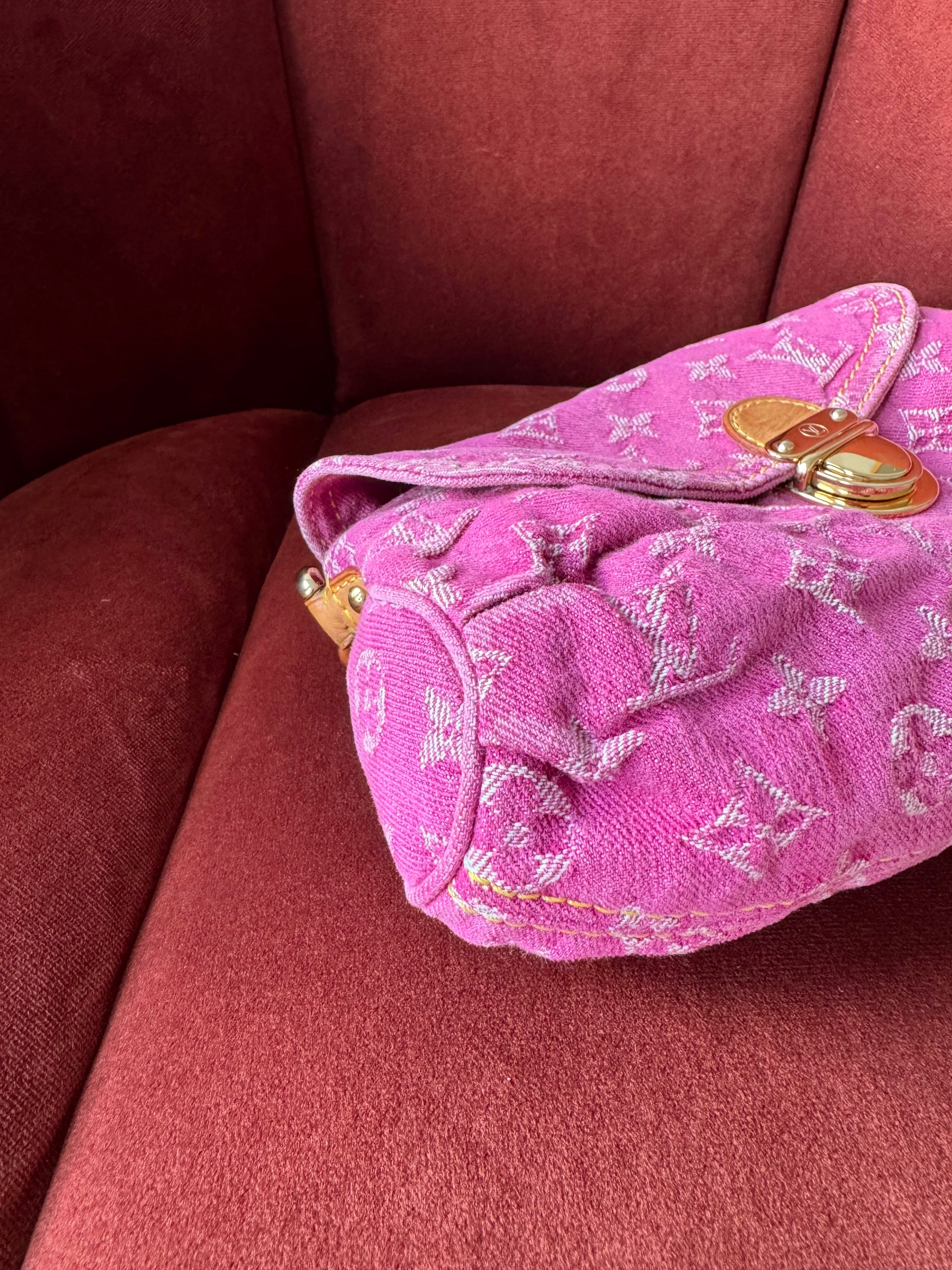 Louis Vuitton Pink Denim Monogram Pleaty (2006)