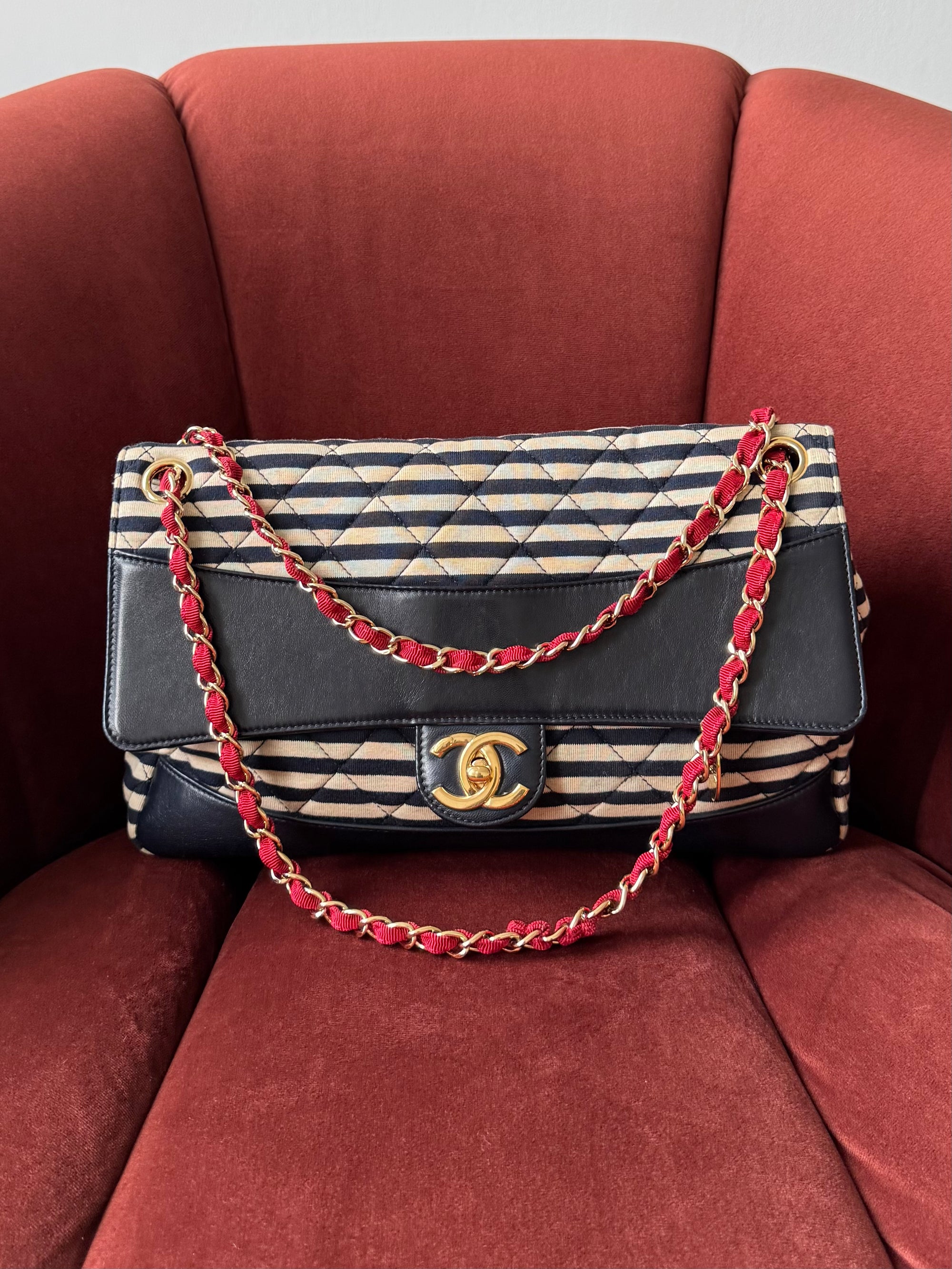 Chanel Coco Striped Jersey Sailor Flap (2014)