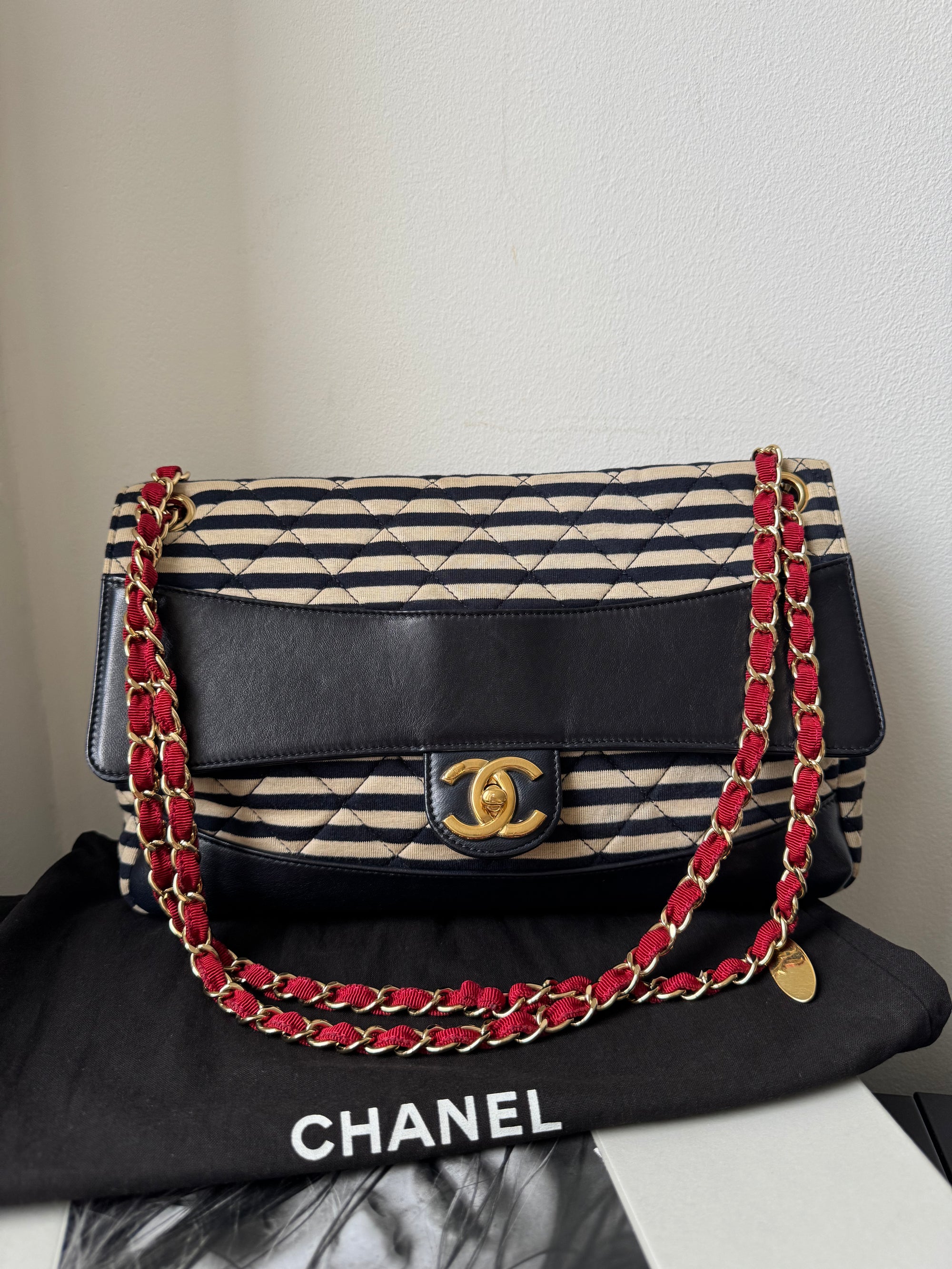Chanel Coco Striped Jersey Sailor Flap (2014)