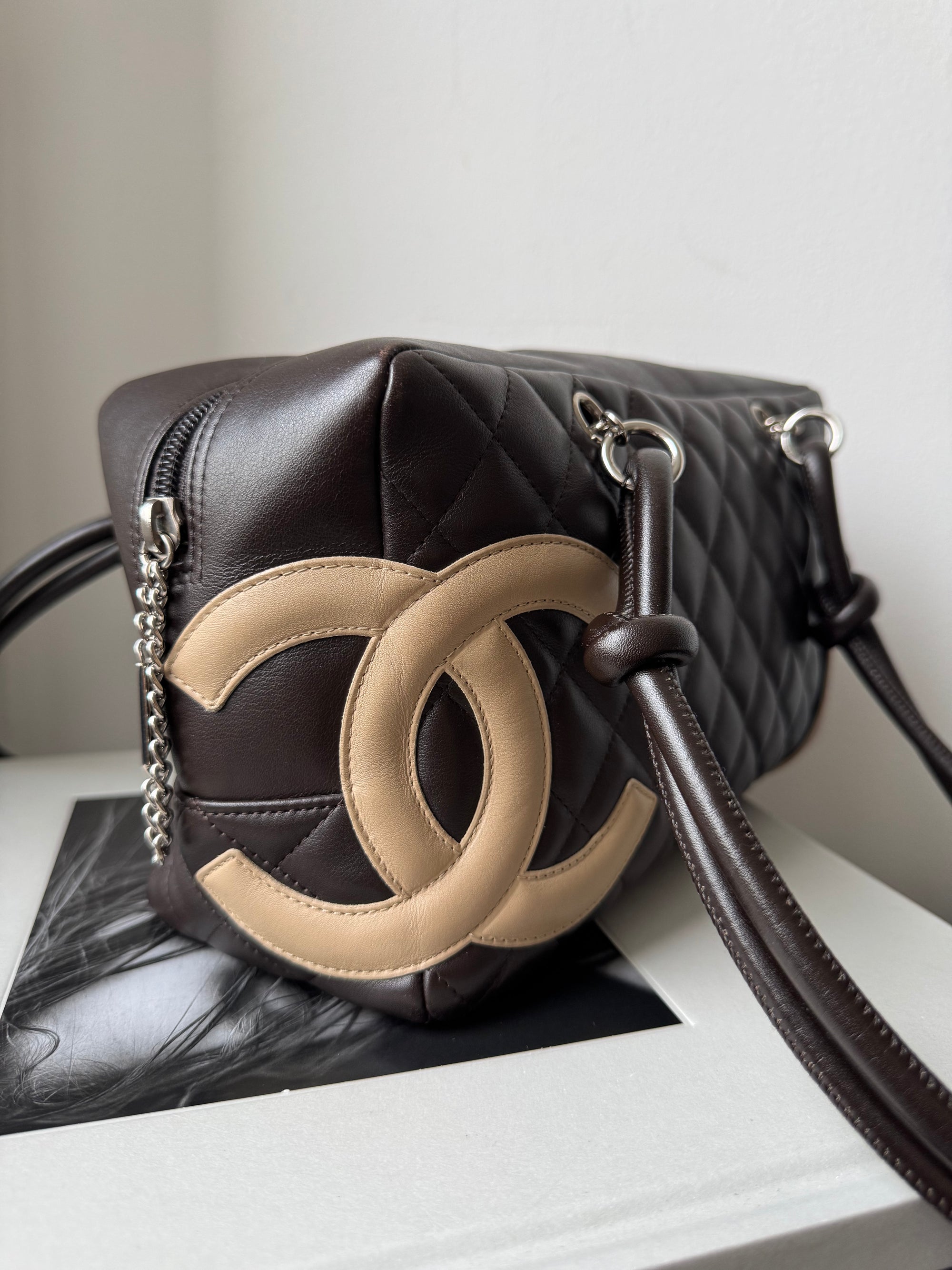 Chanel Cambon Ligne Bowler In Brown Lambskin (2005)