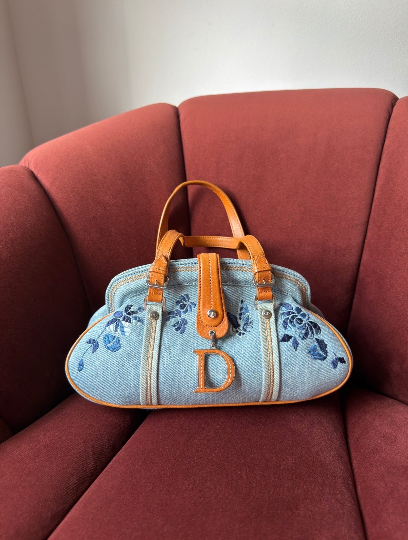 Dior by John Galliano Floral Embroidered Denim Bowler (2005)