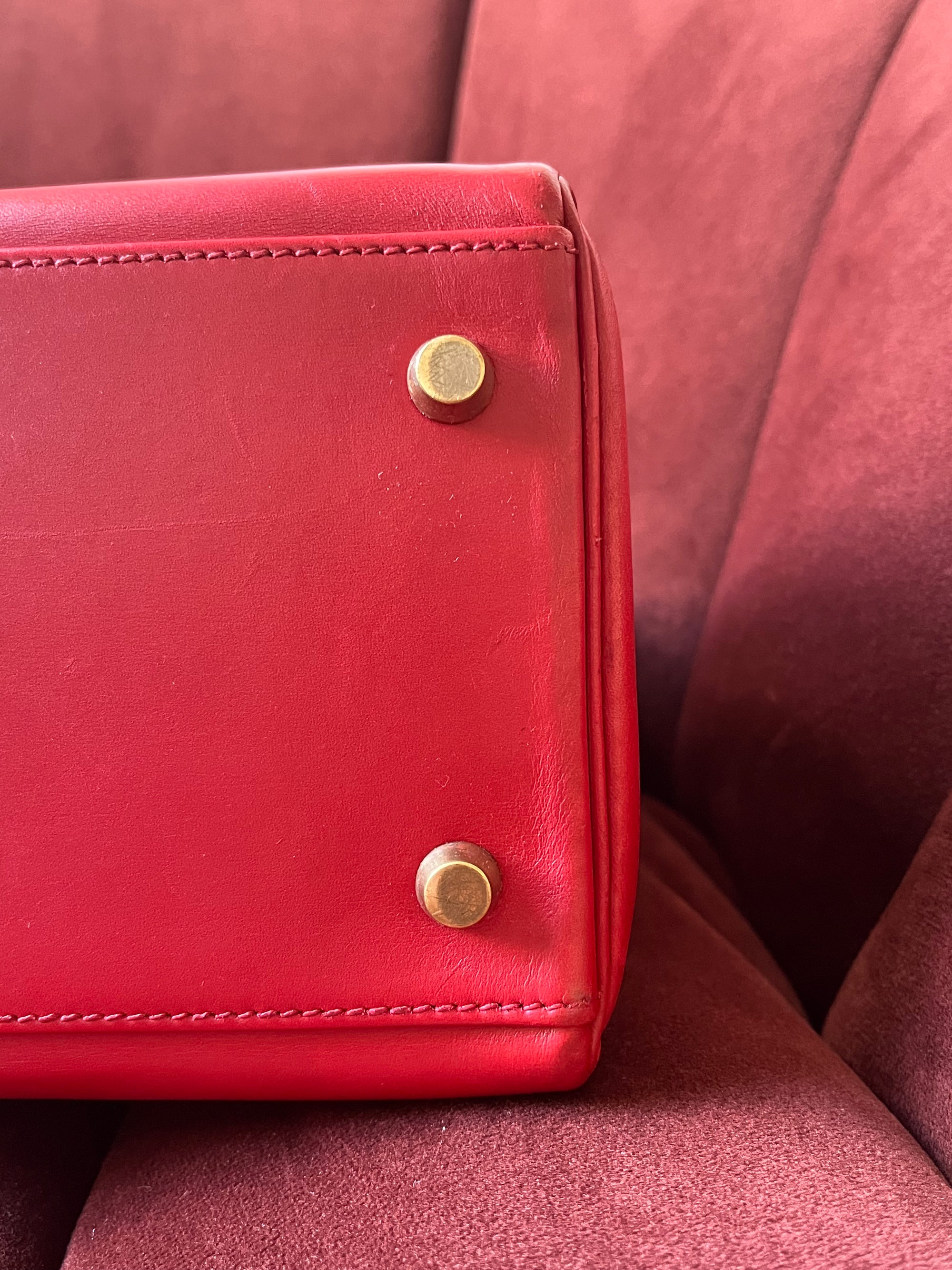 Hermès Kelly 32 in Rouge Vif Box Calf (1994)