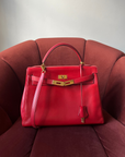 Hermès Kelly 32 in Rouge Vif Box Calf (1994)