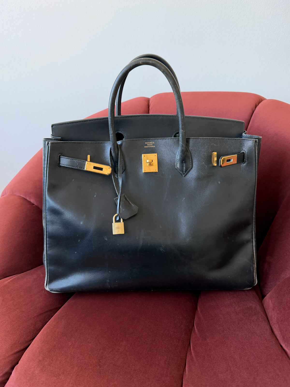 Hermès Birkin 40 In Black Box Calf (1997)