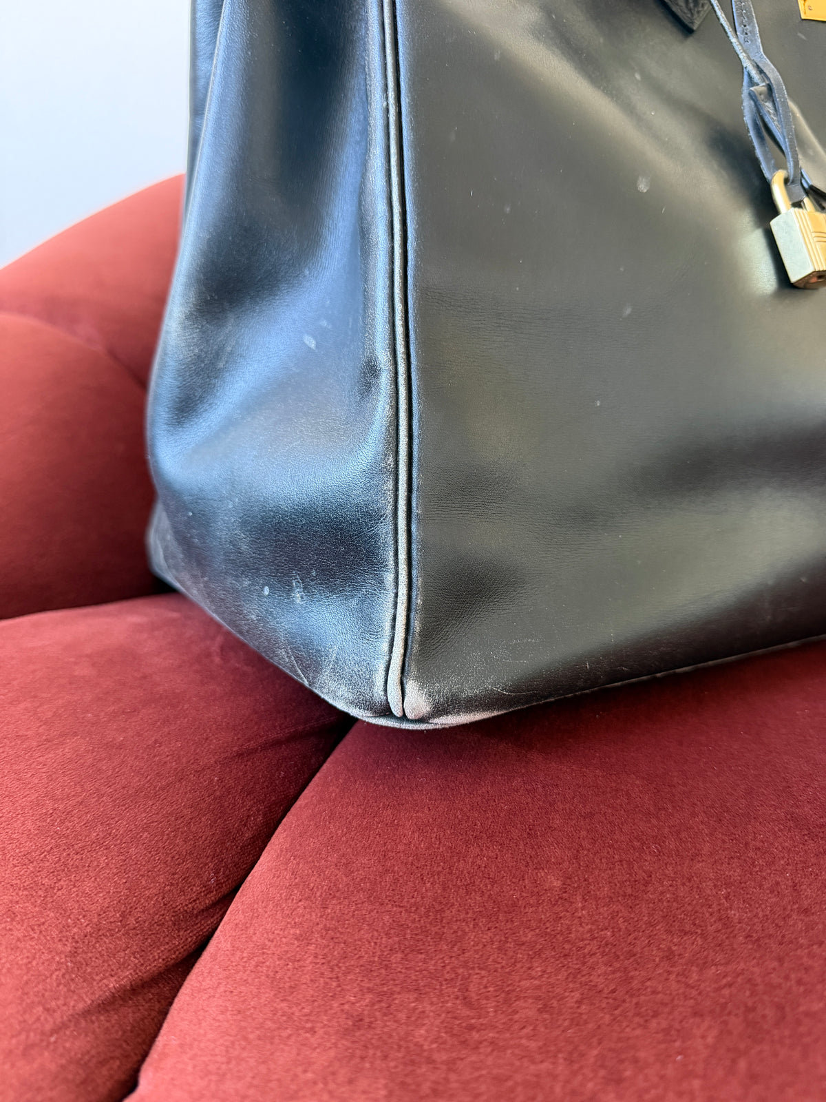 Hermès Birkin 40 In Black Box Calf (1997)